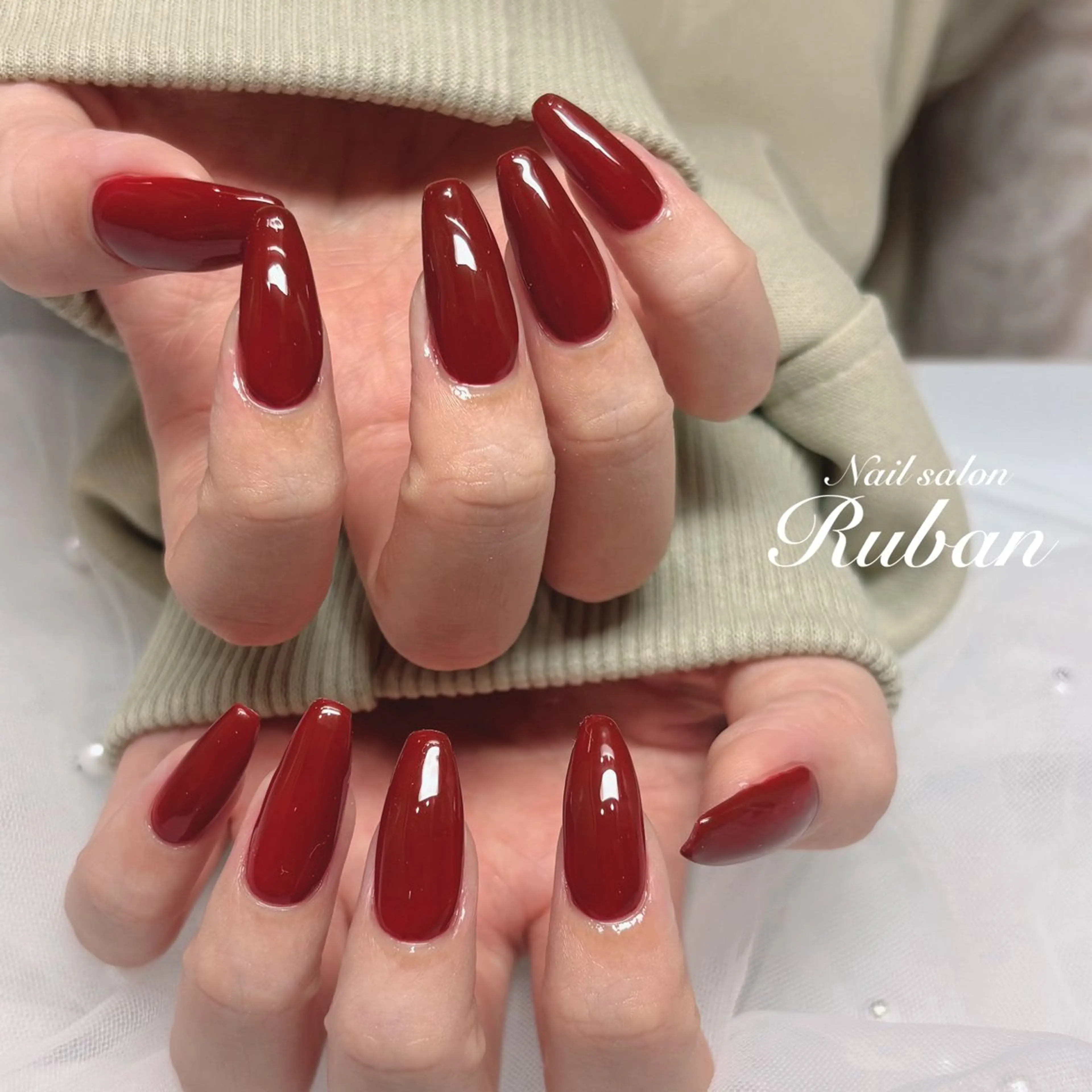 ネイル ボルドー ロングネイル ワンカラーネイル Nail salon Ruban所属・Nail salon Rubanのネイルデザイン