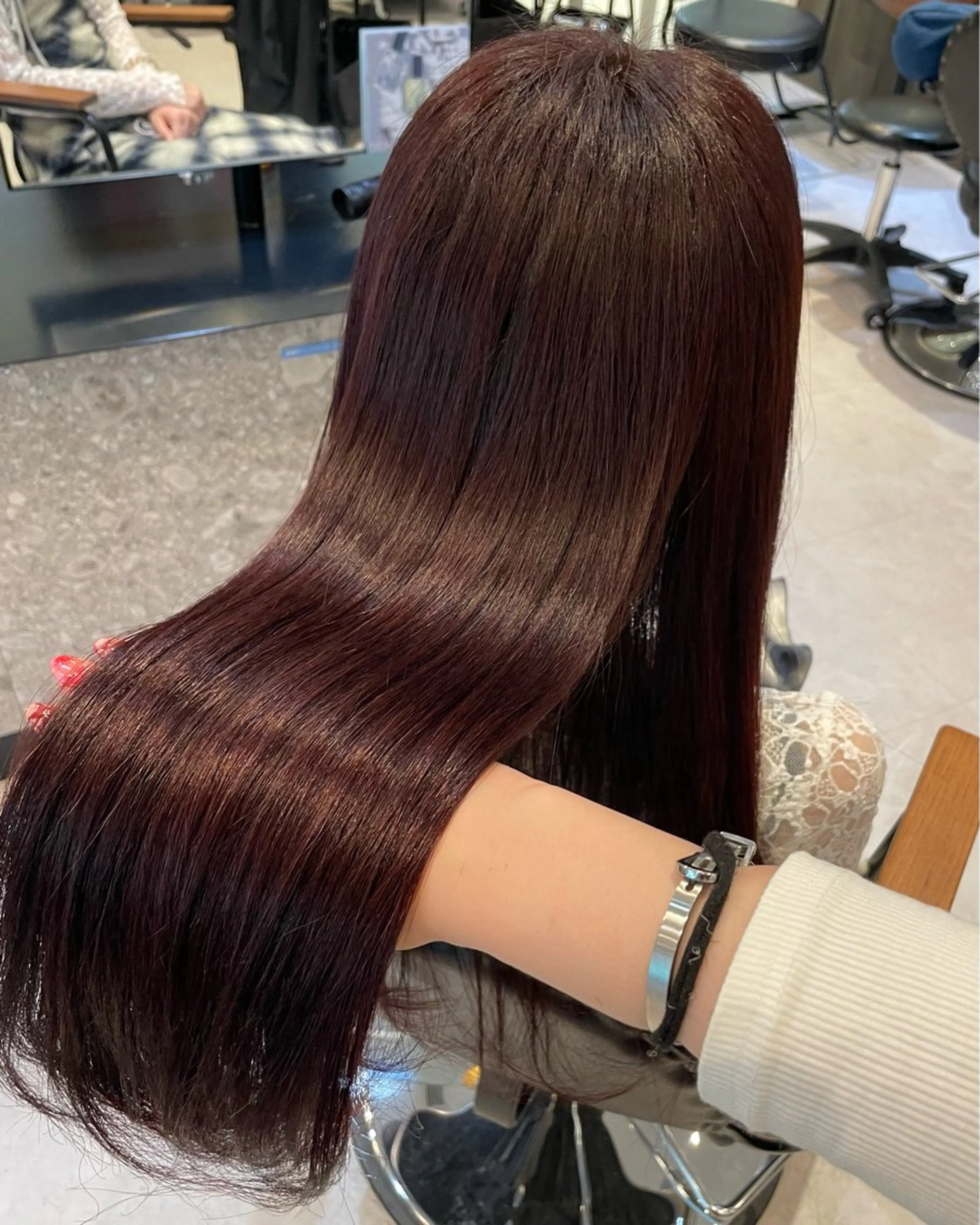 ロング カラー レッドカラー ヘアカラー トリートメント カラー/髪質改善 トリートメント/優果のヘアスタイル