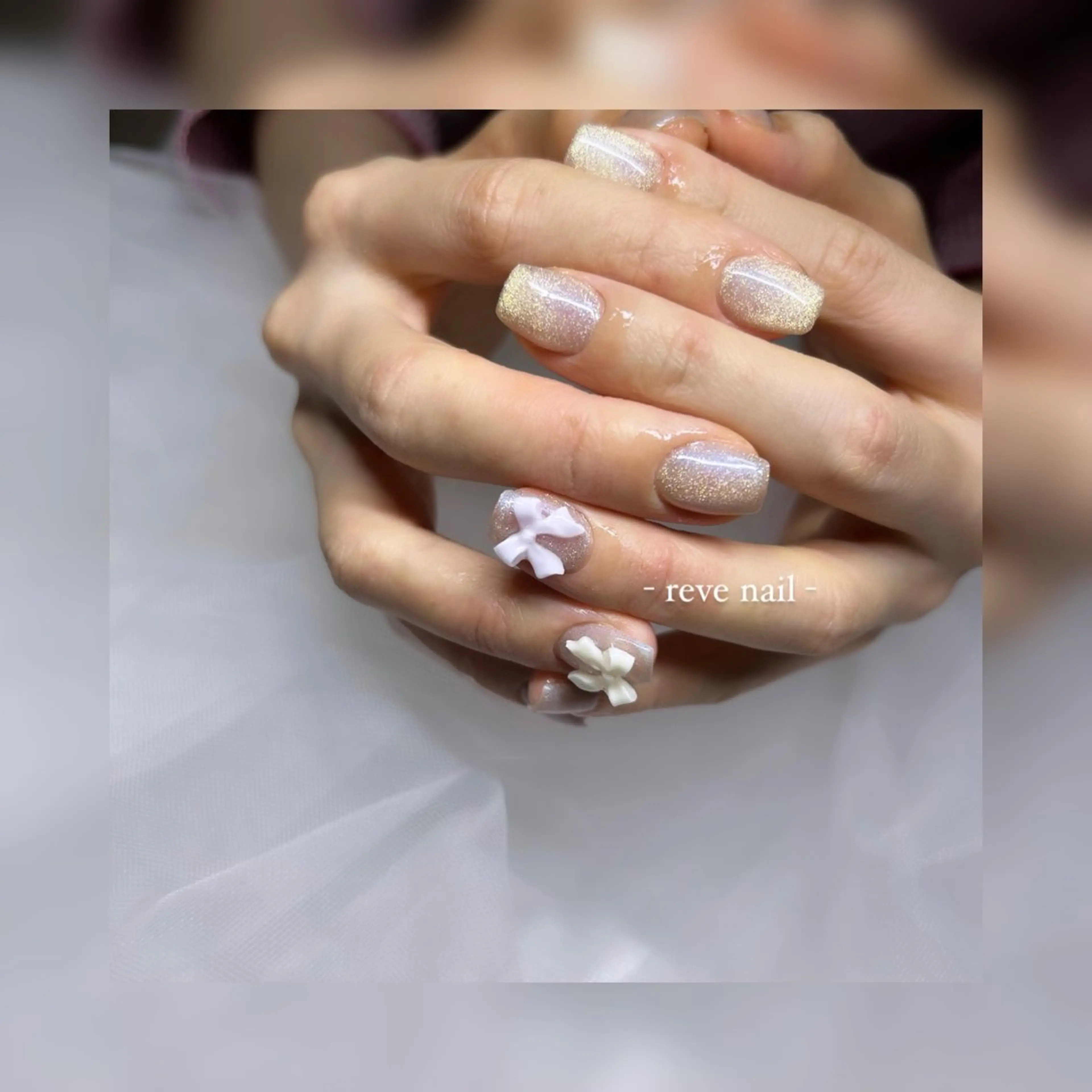 ネイル リボン ハンドネイル 門真市 三ツ島 reve nailのネイルデザイン