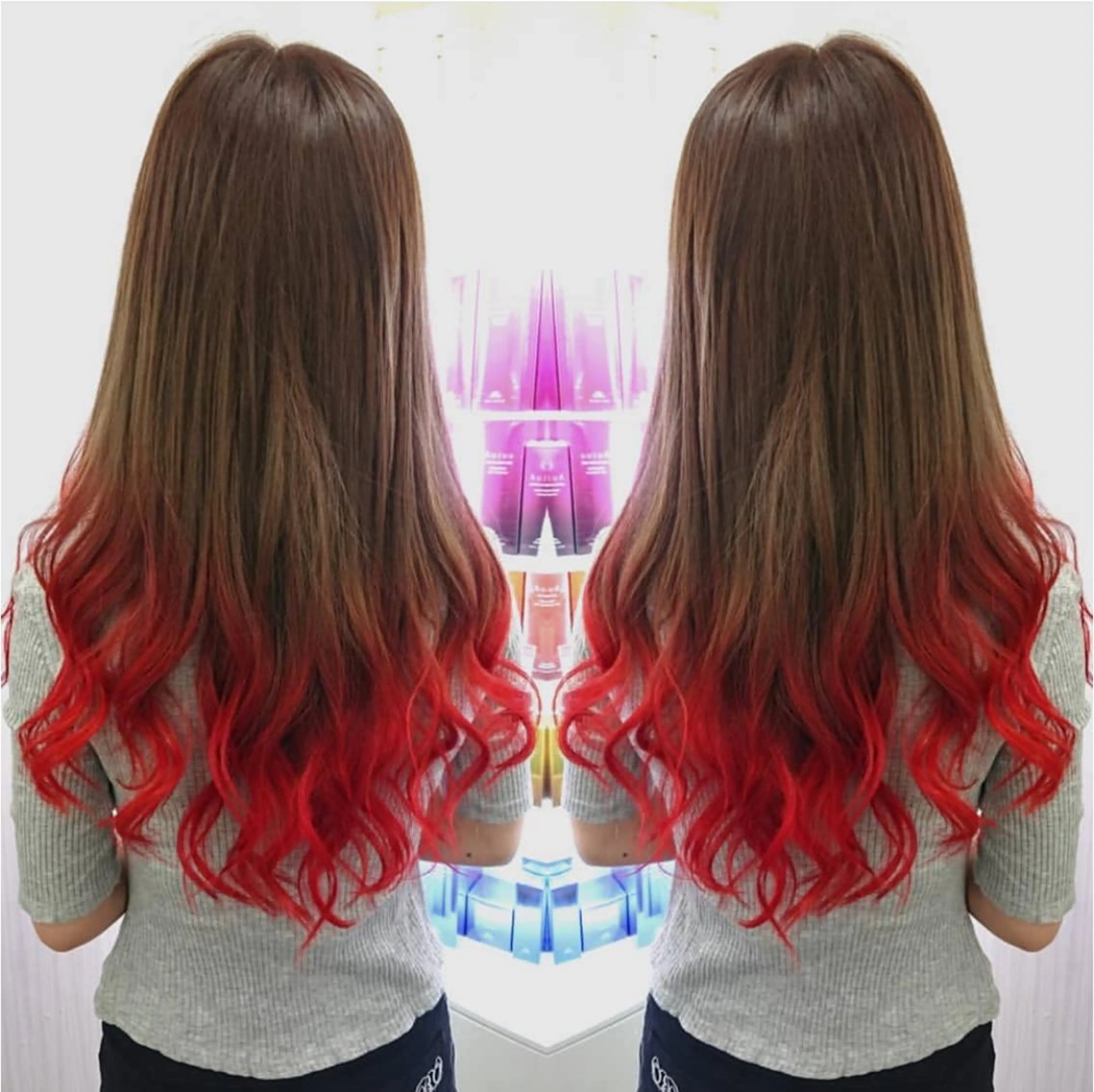 ロング カラー グラデーションカラー れん/ハイトーン /エクステ/韓国風のヘアスタイル