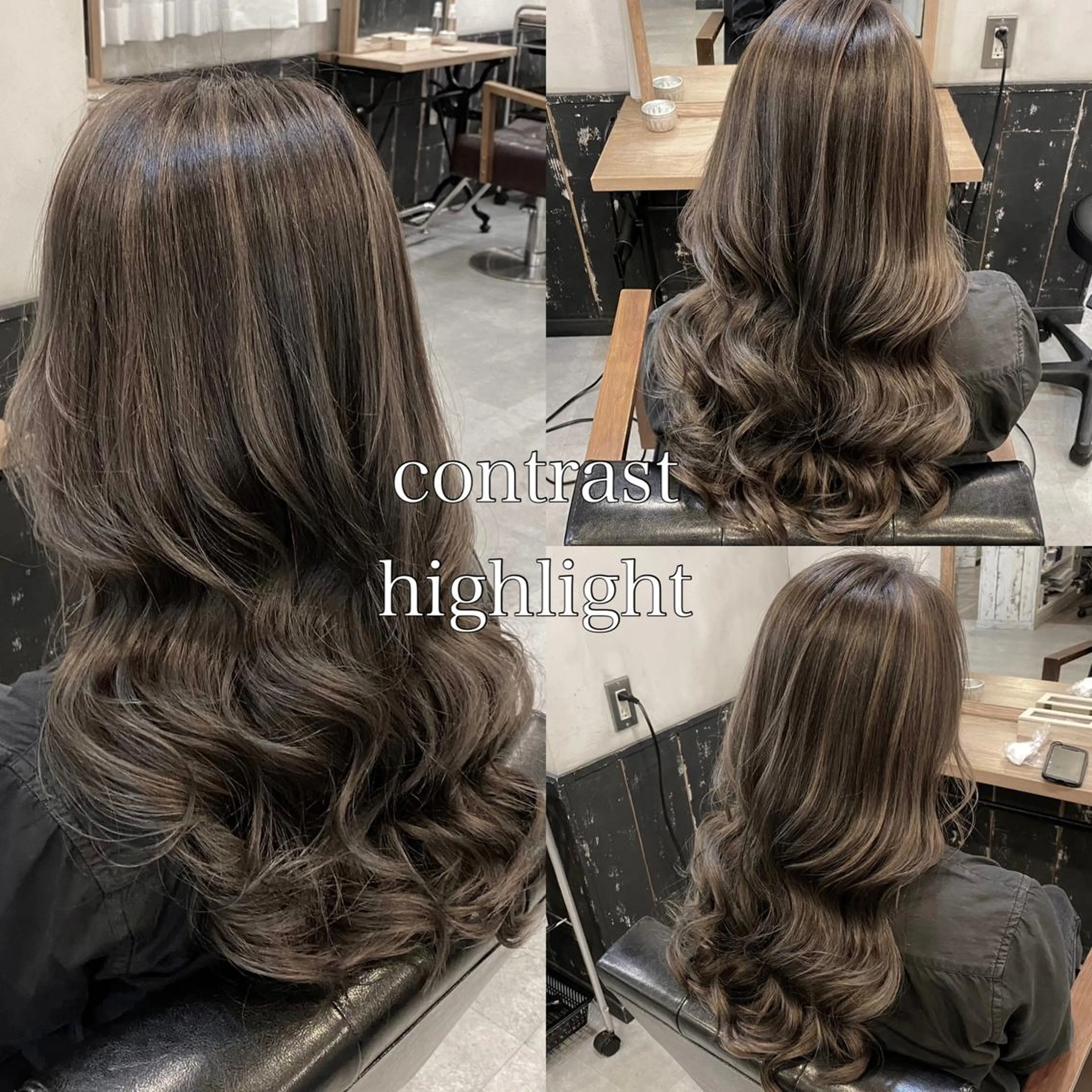 ロング カラー パーマ ハイライトカラー ハイライト カット ヘアカラー トリートメント ヘッドスパ 美髪矯正 🌈髪質改善 山下のヘアスタイル
