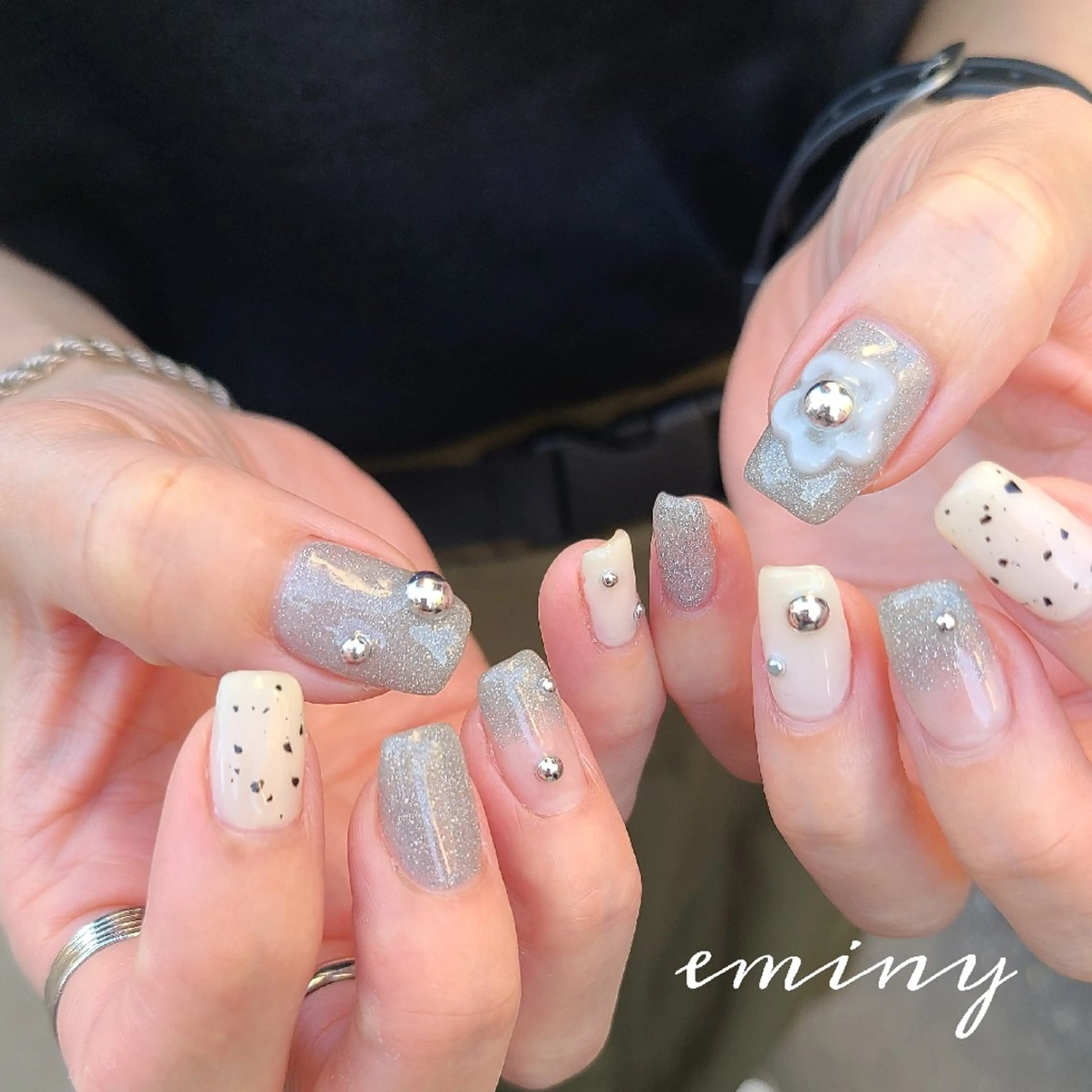 ネイル フラッシュネイル フラワーネイル 韓国ネイル nail salon  eminyのネイルデザイン