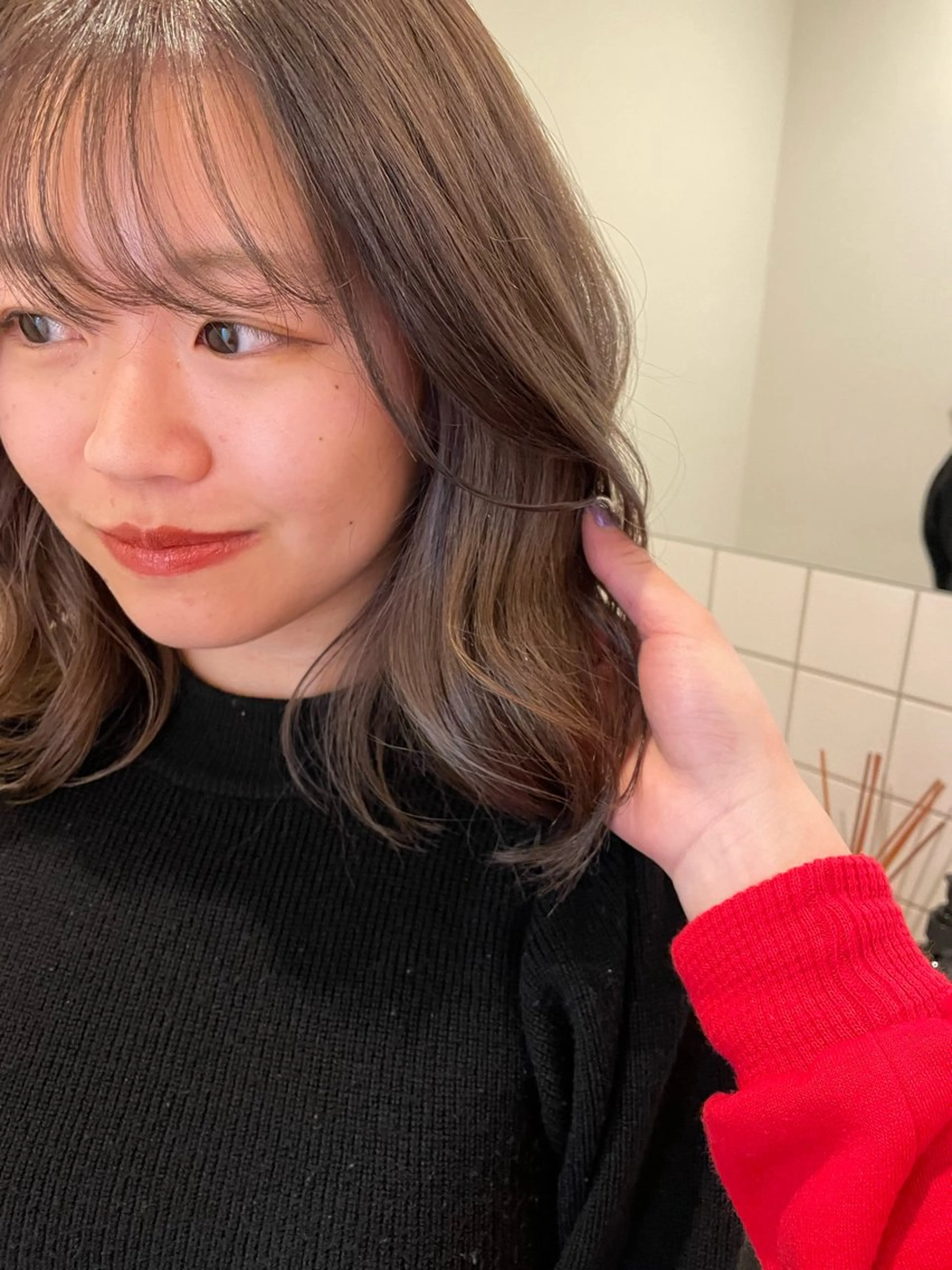 ミディアム カラー ヘアカラー トリートメント カットモデル/ ハイトーン/ゆうあのヘアスタイル