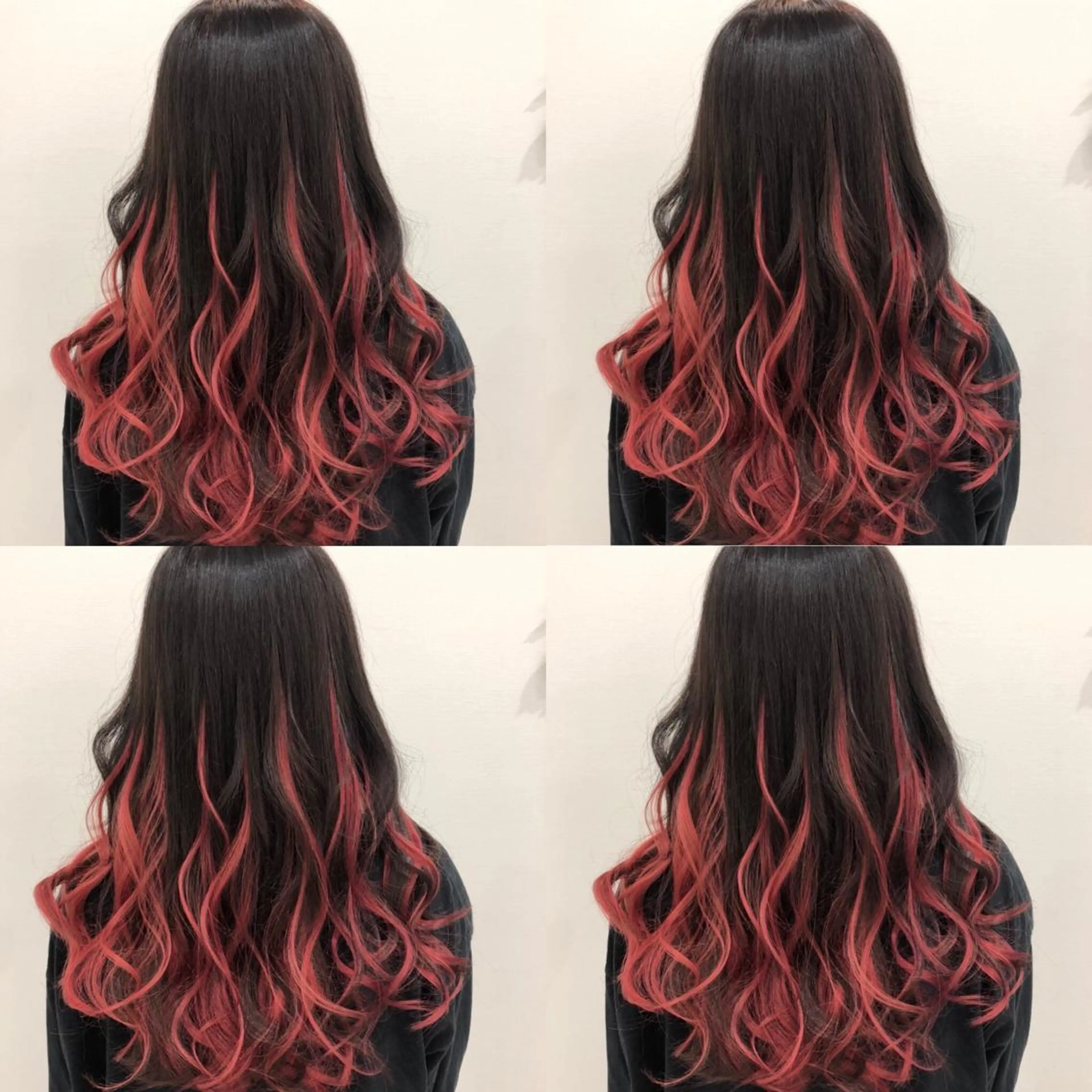 ロング カラー シールエクステ グラデーションカラー レッドカラー エクステ 🌷MAYU 🌷のヘアスタイル