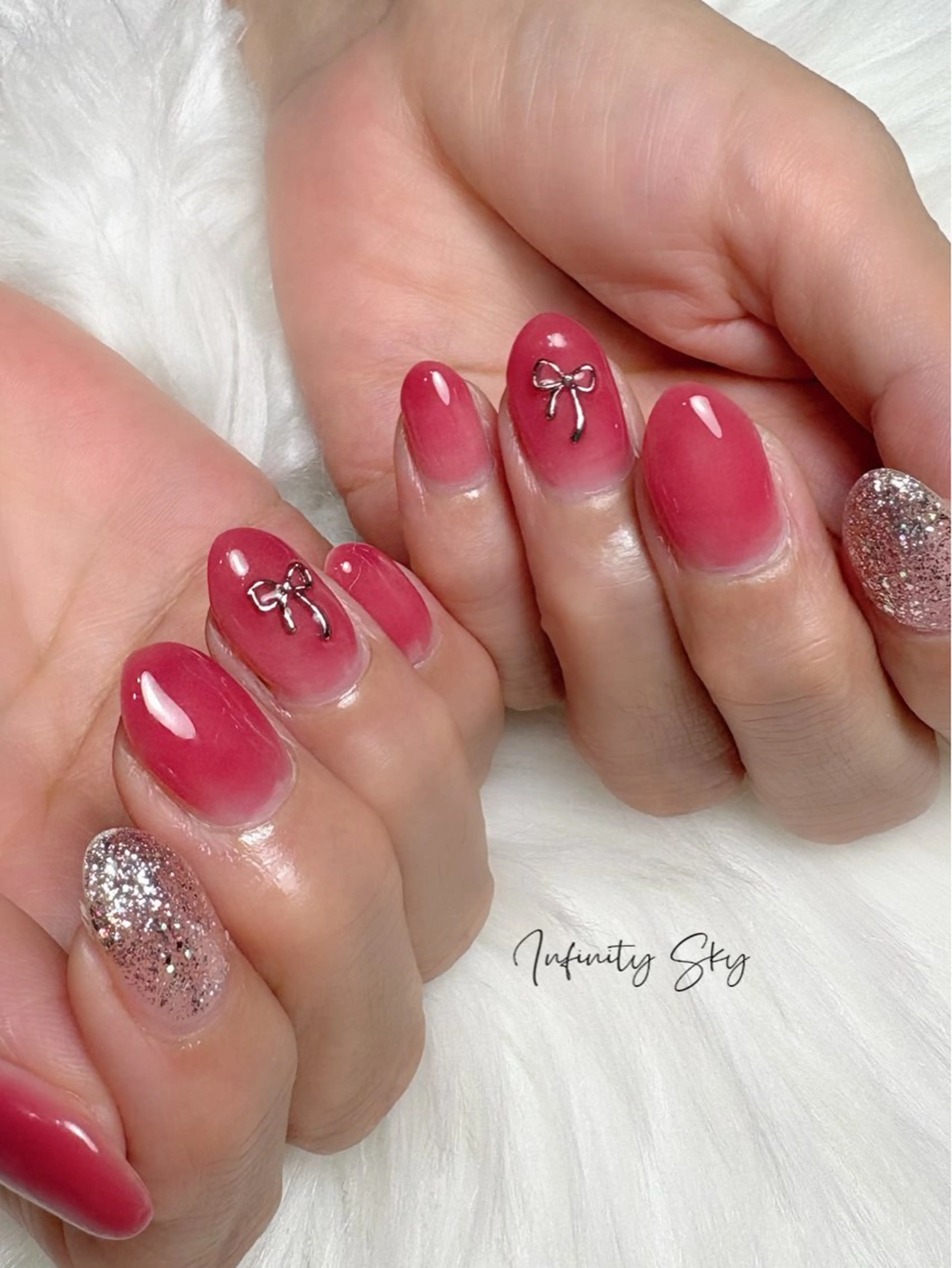ネイル ピンク ワンホンネイル infinity skyのネイルデザイン