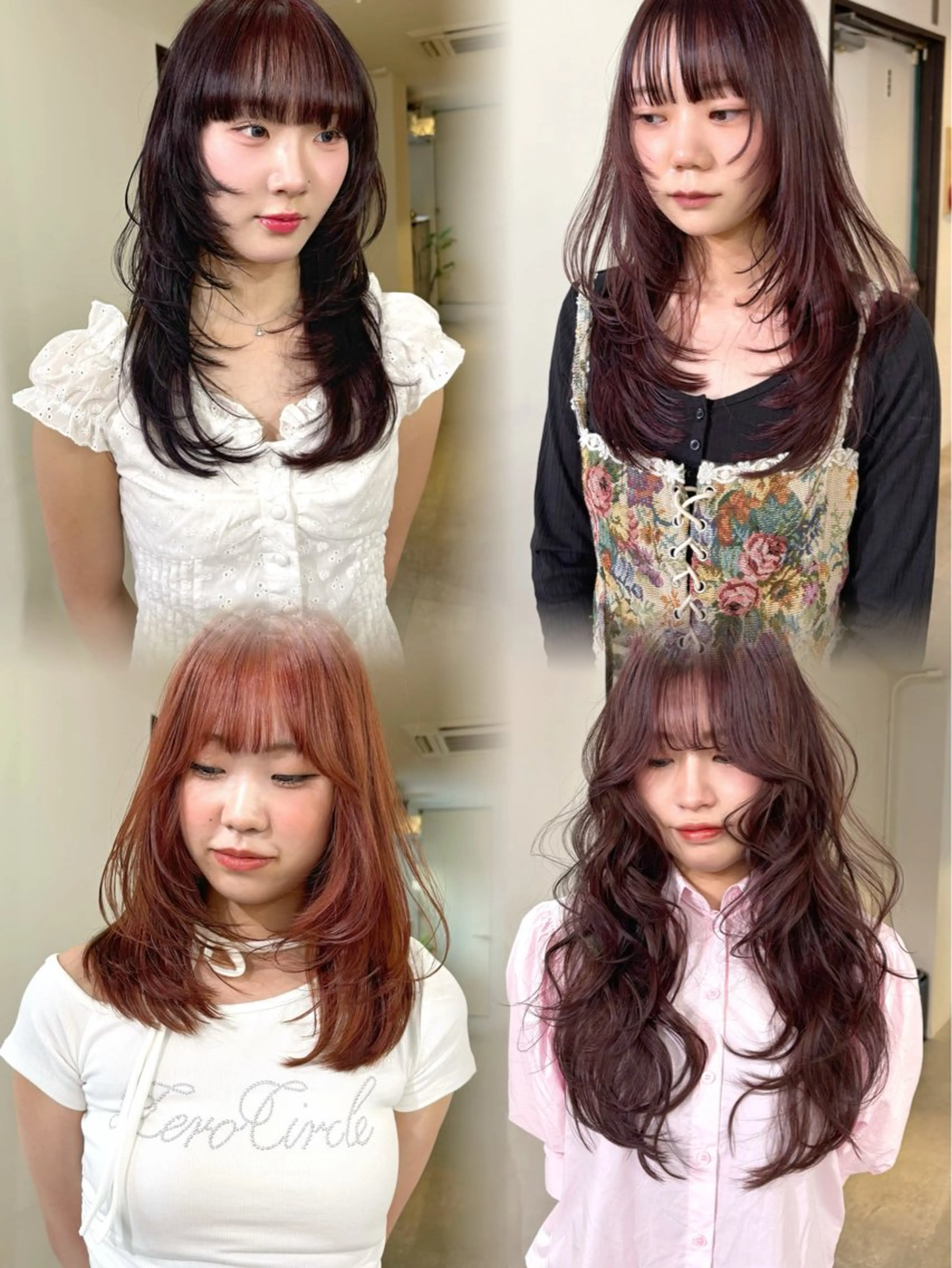 ロング カラー ブリーチ ブリーチなしカラー カット ヘアカラー mizuki/ピンク ベージュ.レイヤーのヘアスタイル