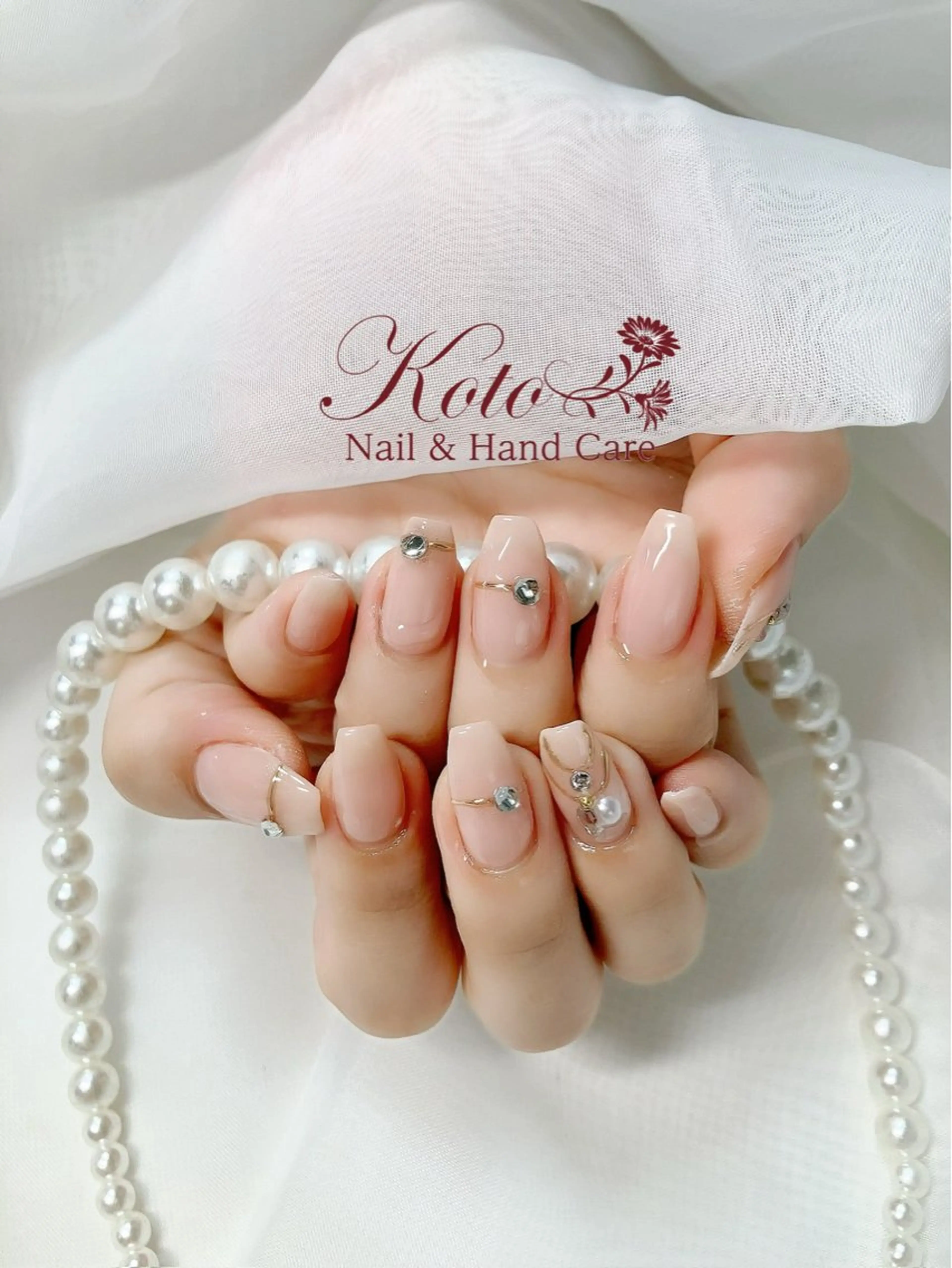 ネイル 長さ出し ジェルネイル 持ち込み ニュアンスネイル 赤色 ハンドネイル Nail Salon KOTOのネイルデザイン