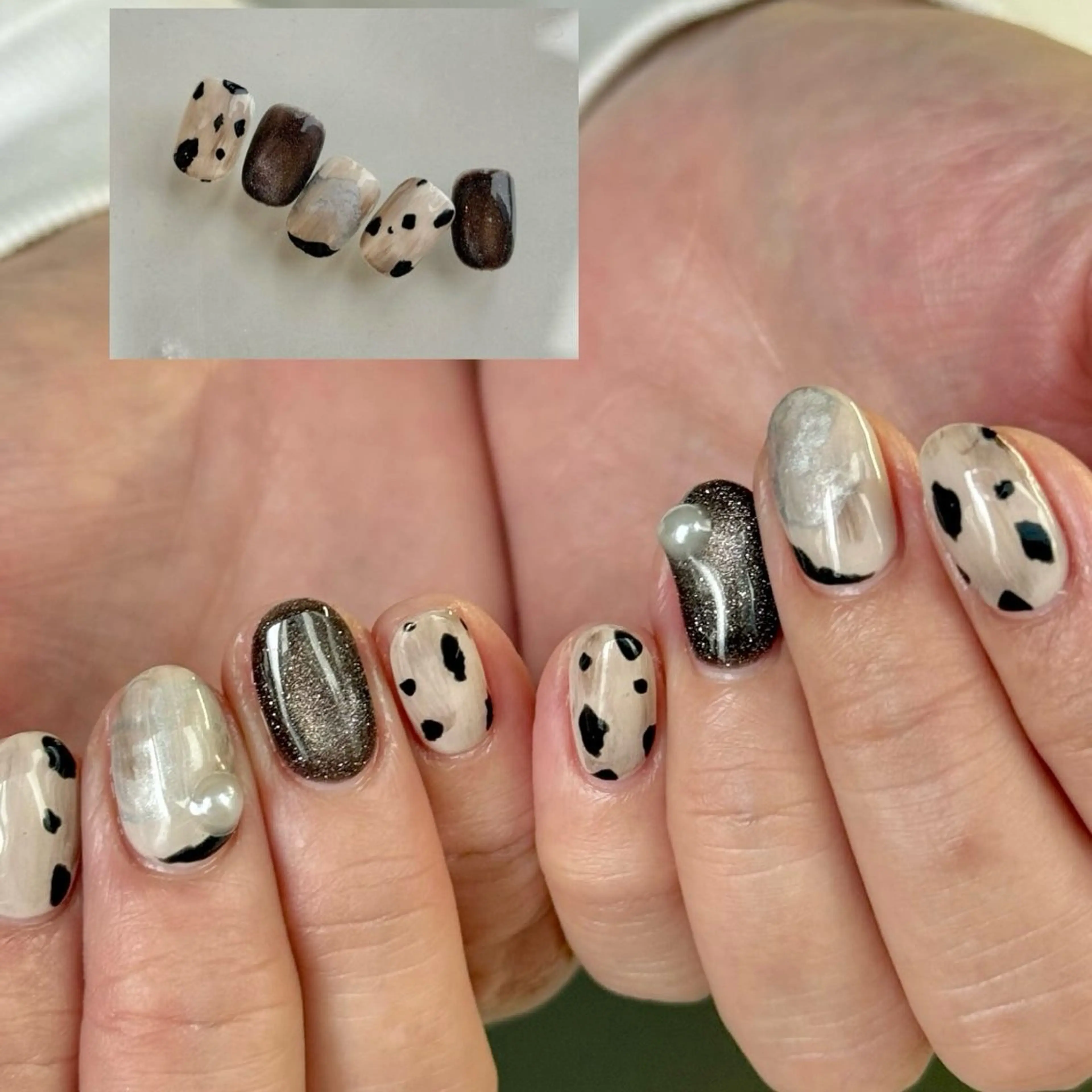 ネイル ブラウン ハンドネイル 深田 美雪のネイルデザイン