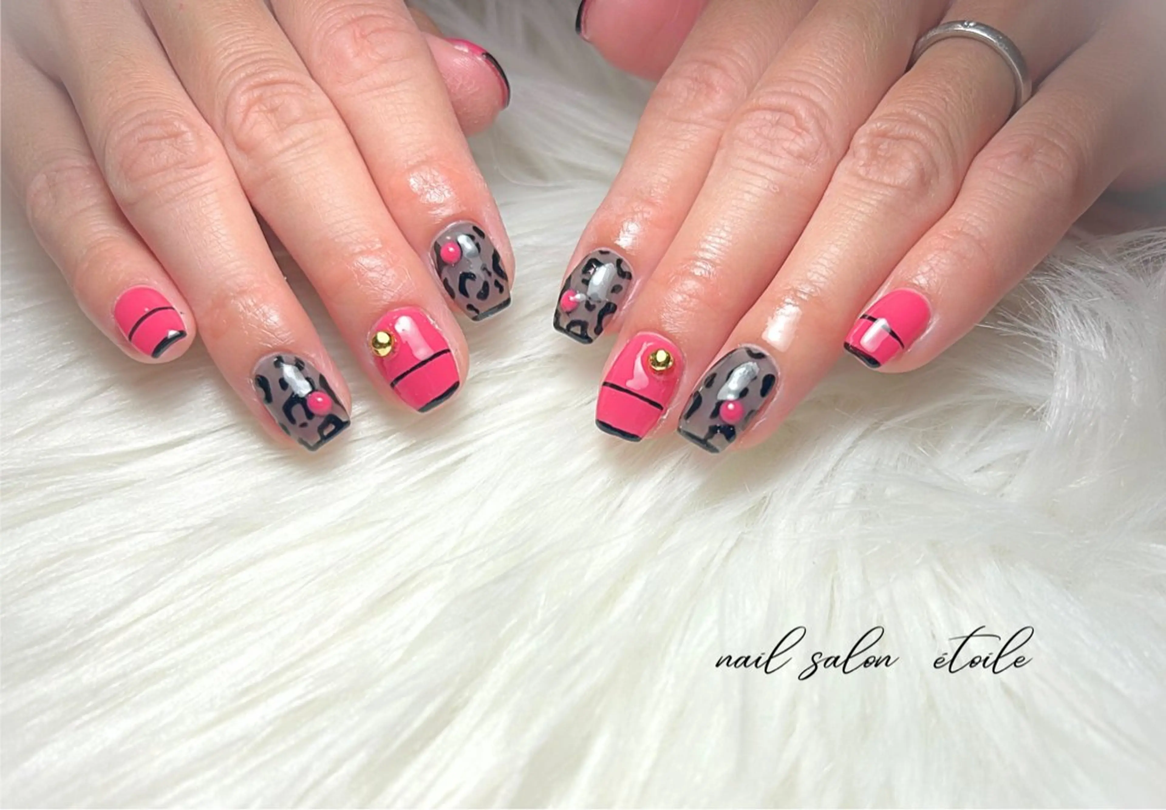 ネイル アニマル柄 ピンク ハンドネイル nail salon étoileのネイルデザイン