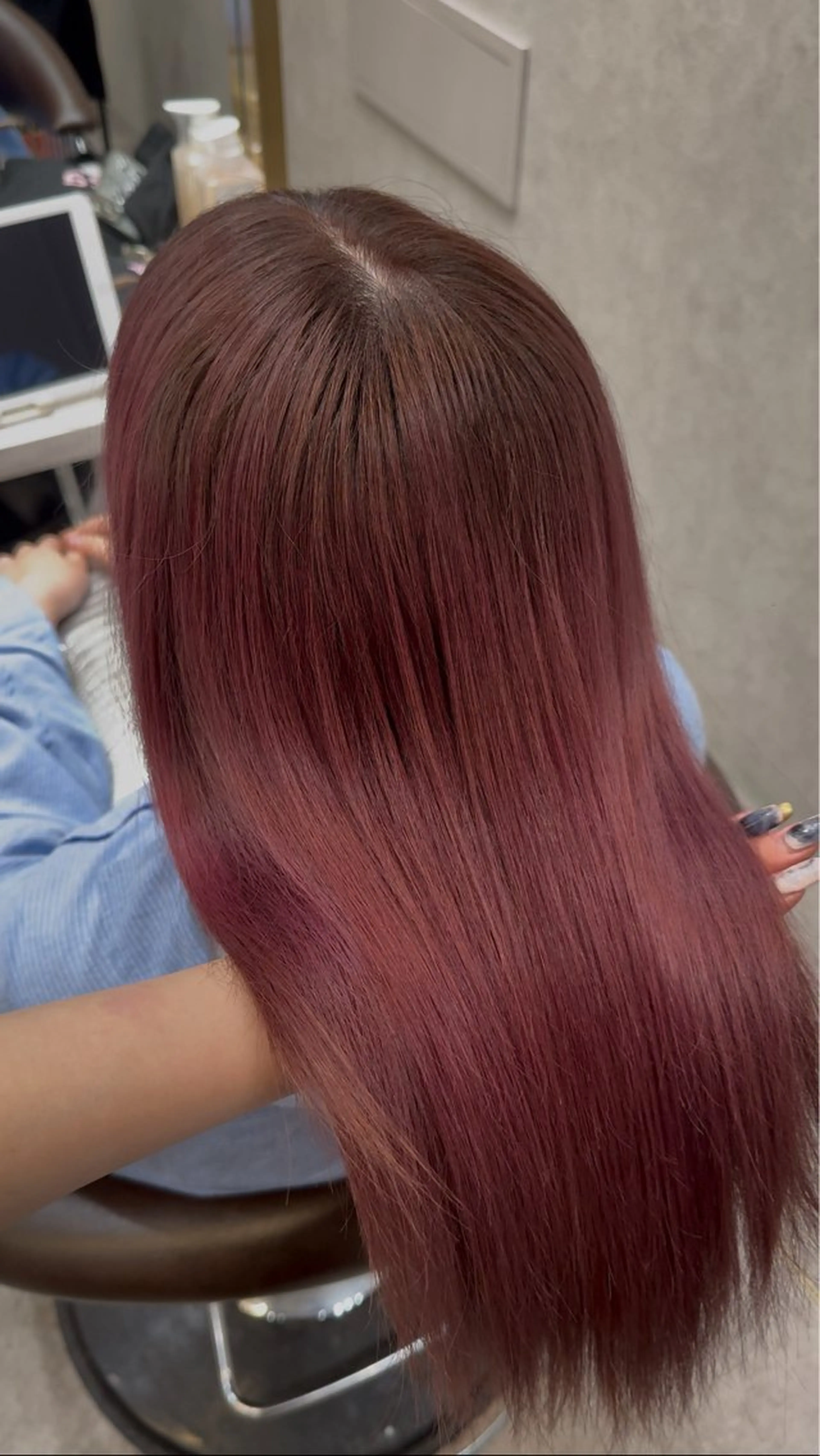 セミロング ピンクラベンダー ヘアカラー トリートメント Nanami/透明感 カラー/グレージュのヘアスタイル