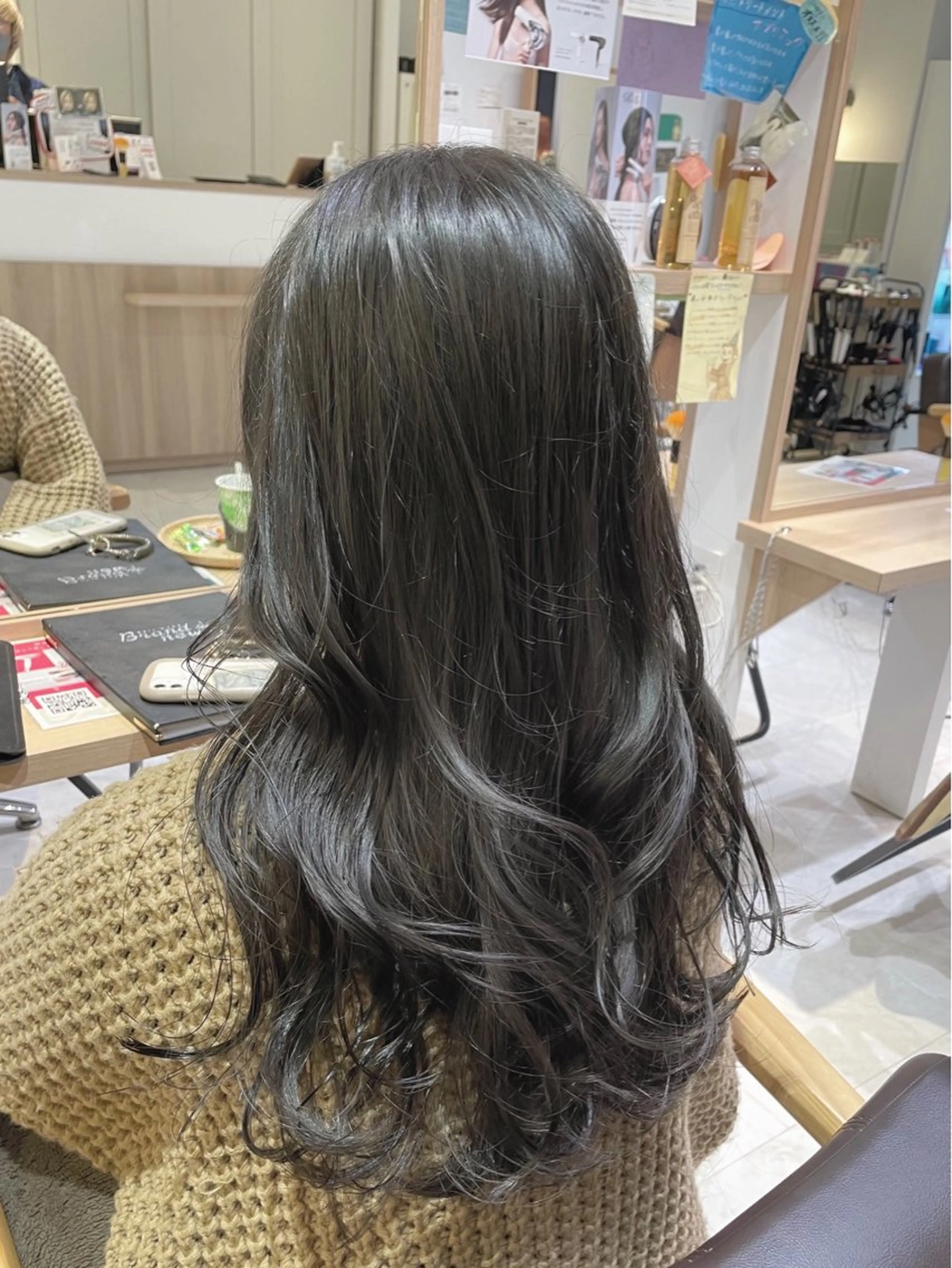 セミロング カラー ブリーチなしレイヤー 髪質改善/韓国ヘアのヘアスタイル
