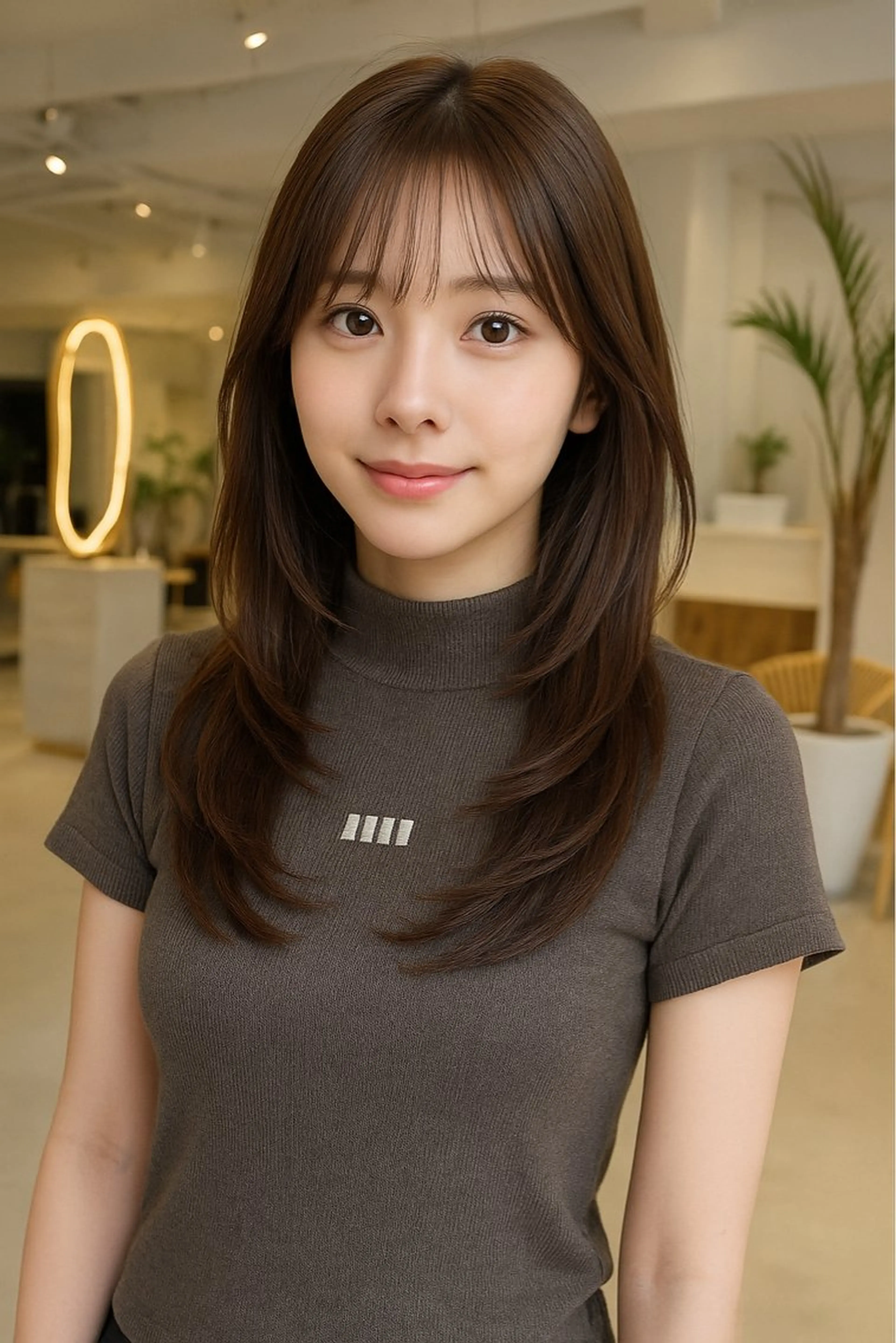 セミロング カラー パーマ ヘアアレンジ メンズ キッズ カット ヘアカラー トリートメント 🦋透明感グレージュ /韓国レイヤー🦋のヘアスタイル