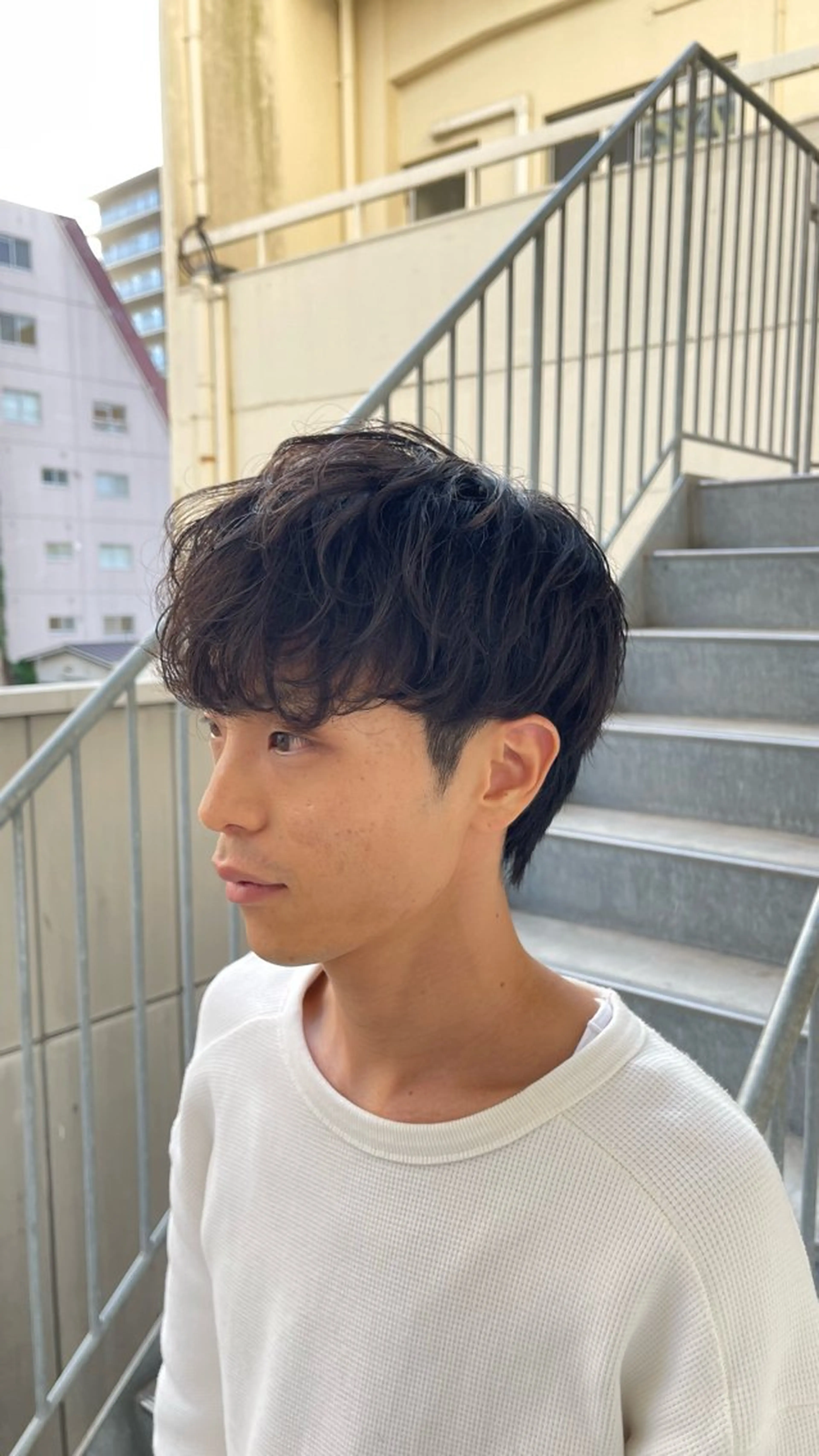 ミディアム メンズ ミディアムパーマ メンズパーマ GO TODAYシェアサロン大名店所属・濵武 尚人のヘアスタイル