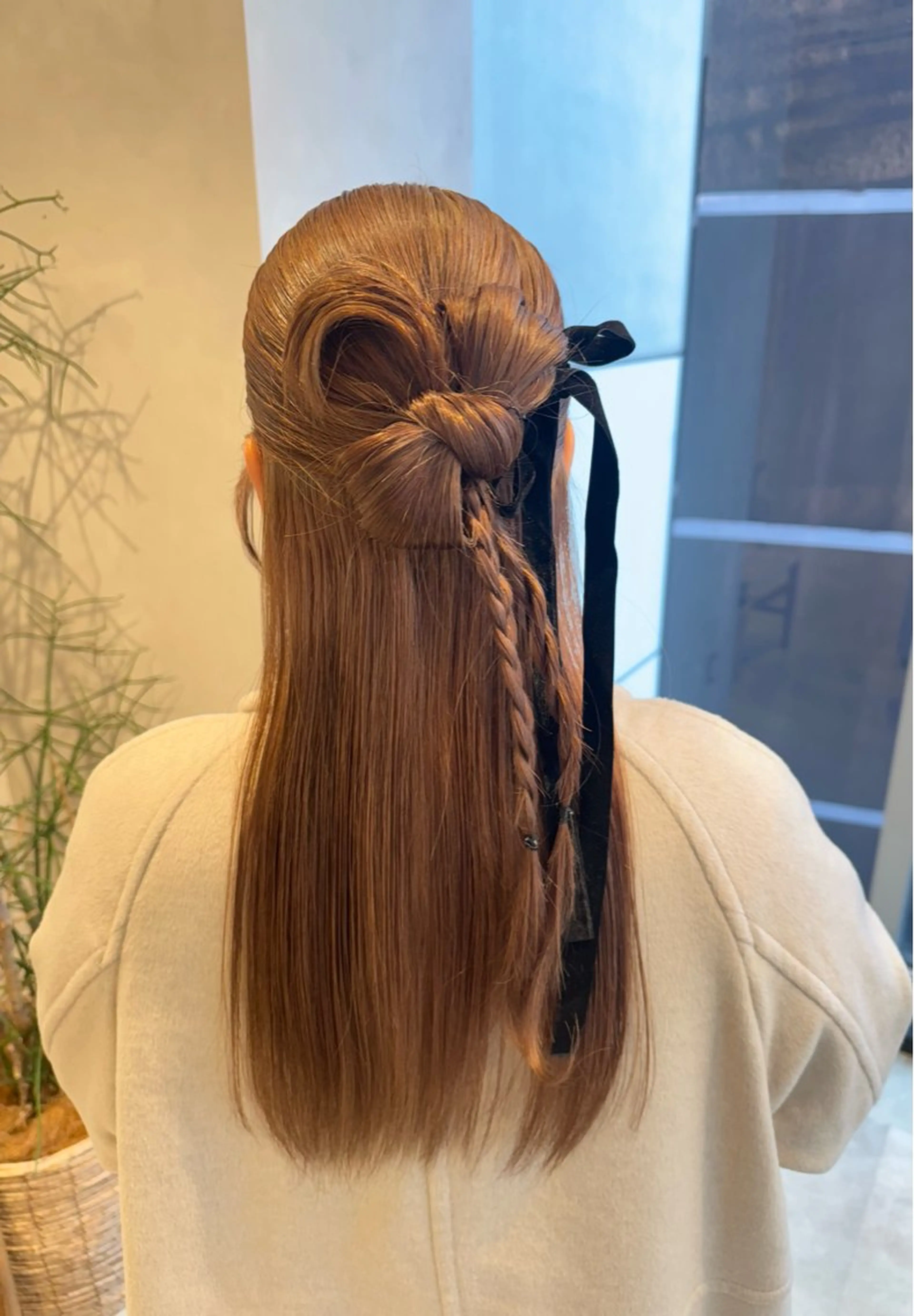 ヘアアレンジ ハーフアップ カット ヘアセット 透明感カラー✨艶髪 制作🌱山根あゆみのヘアスタイル