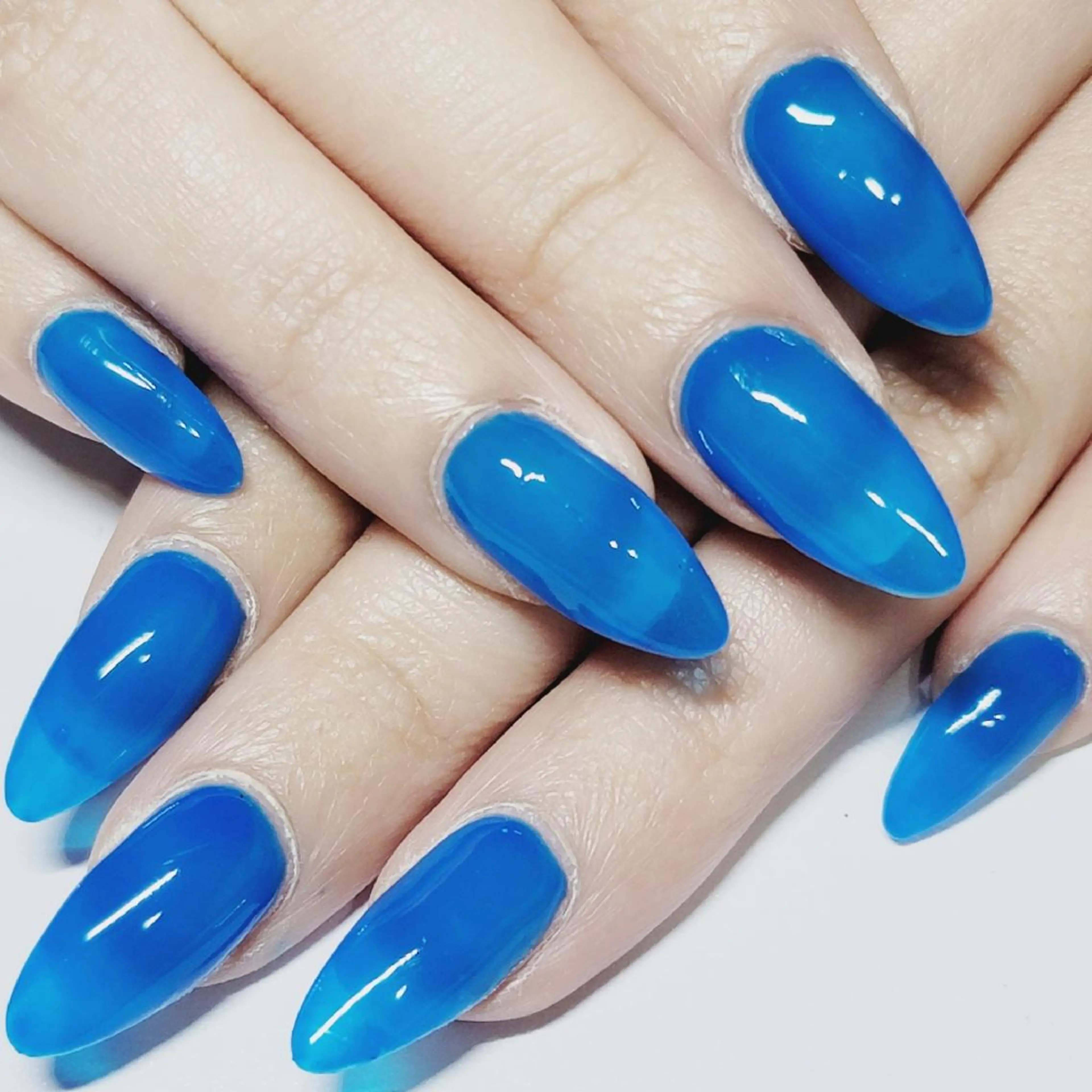 ネイル ブルー クリアネイル ワンカラーネイル ハンドネイル よしだ ひろきのネイルデザイン