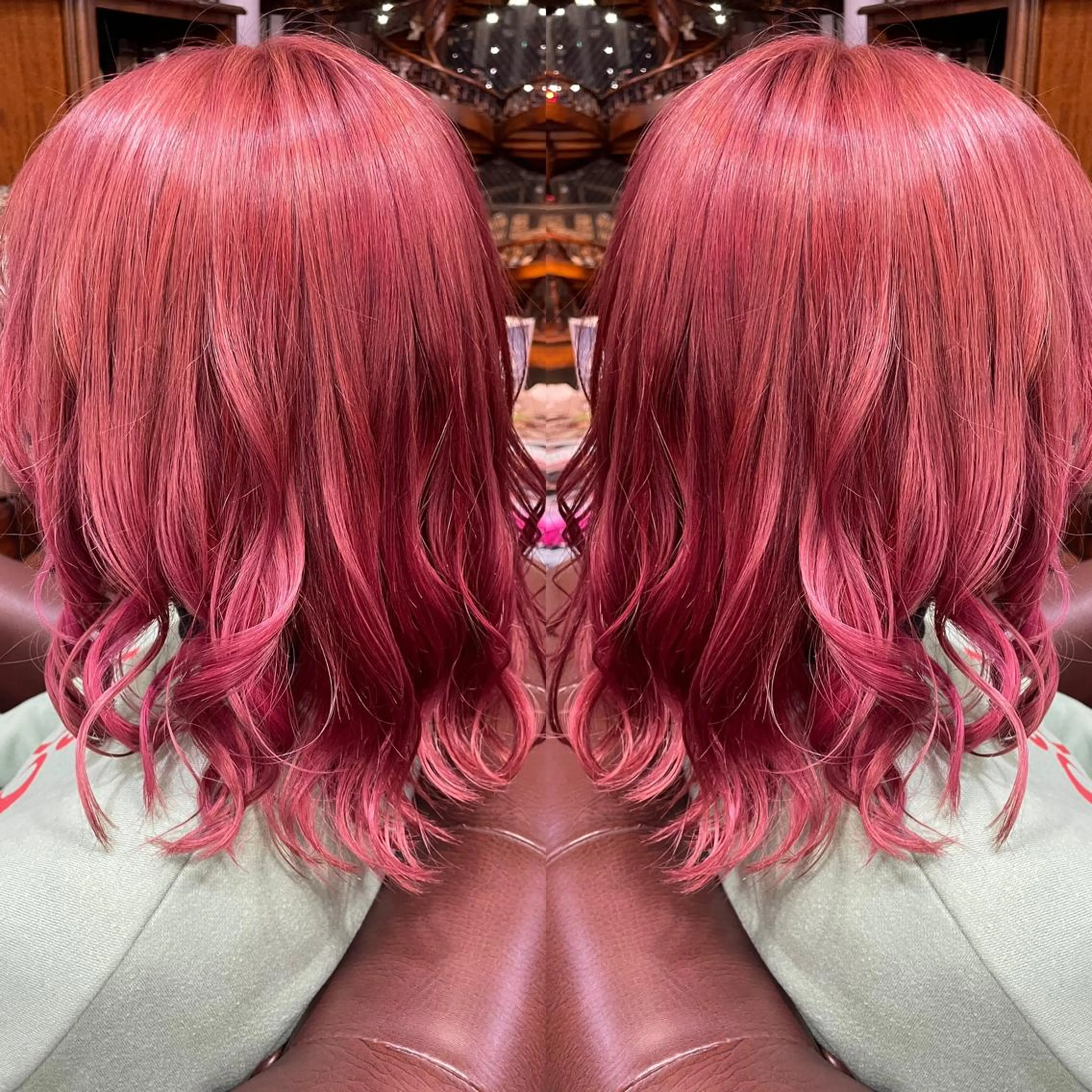 ミディアム カラー ピンクカラー 👑派手髪/カット 👑ANRYのヘアスタイル