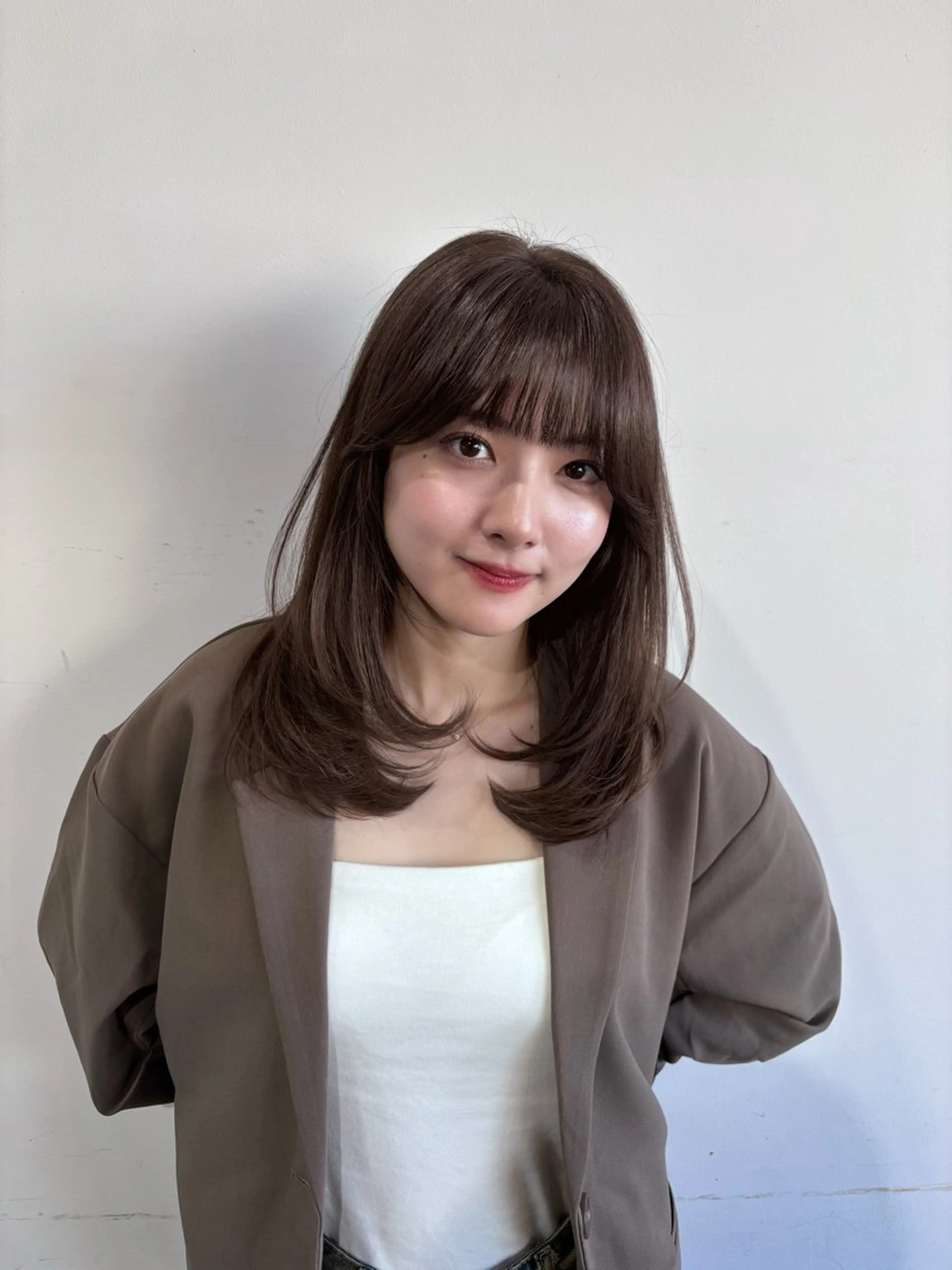 ミディアム カラー ベージュカラー ヘアカラー sora/レイヤー/ 似合わせカット🎀のヘアスタイル