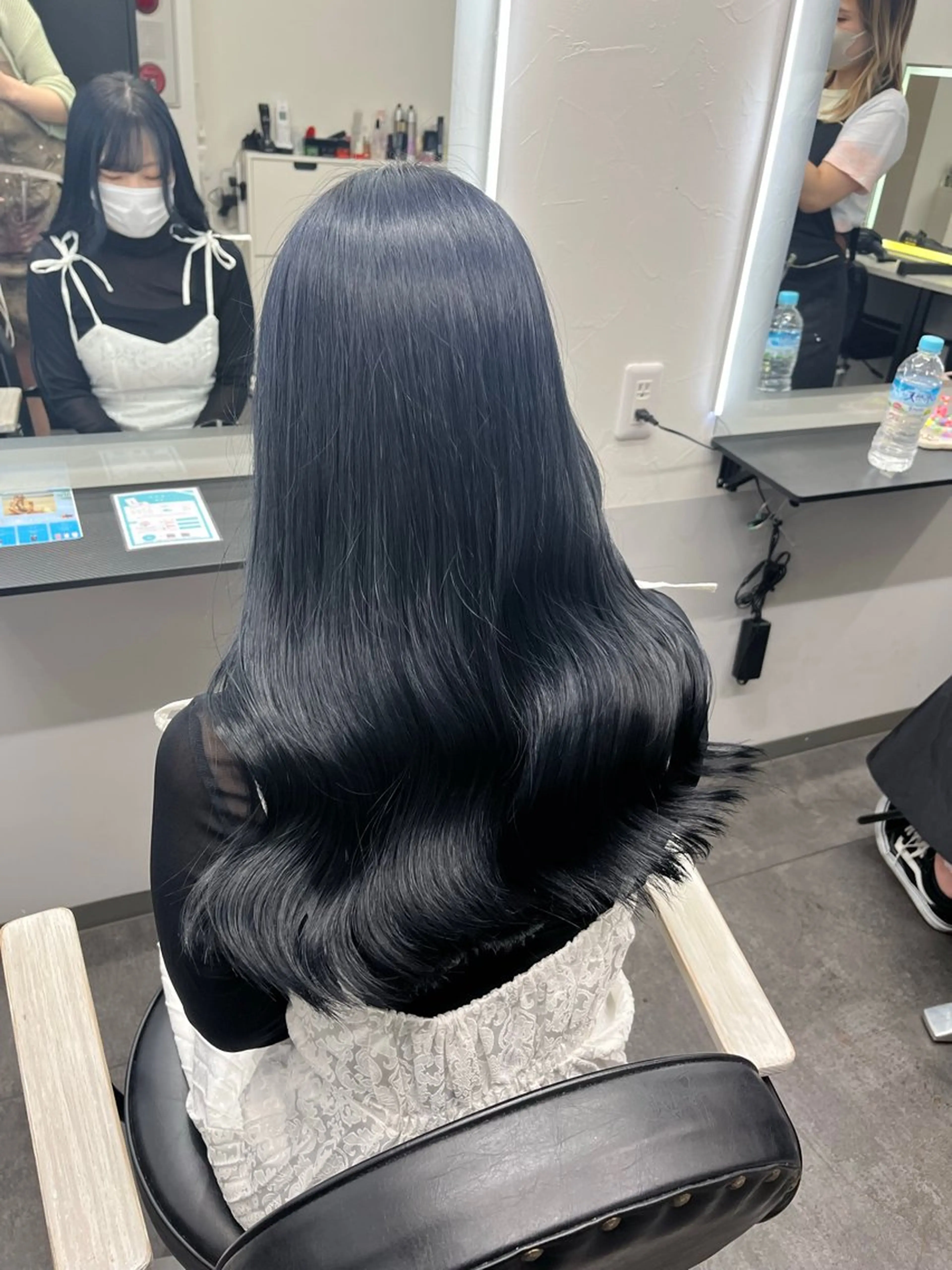 ロング カラー 黒髪 ブルーカラー ブルーブラック 韓国風ヘア ヘアカラー トリートメント ヘアセット 韓国ヘア🖤/透明感 shihoのヘアスタイル