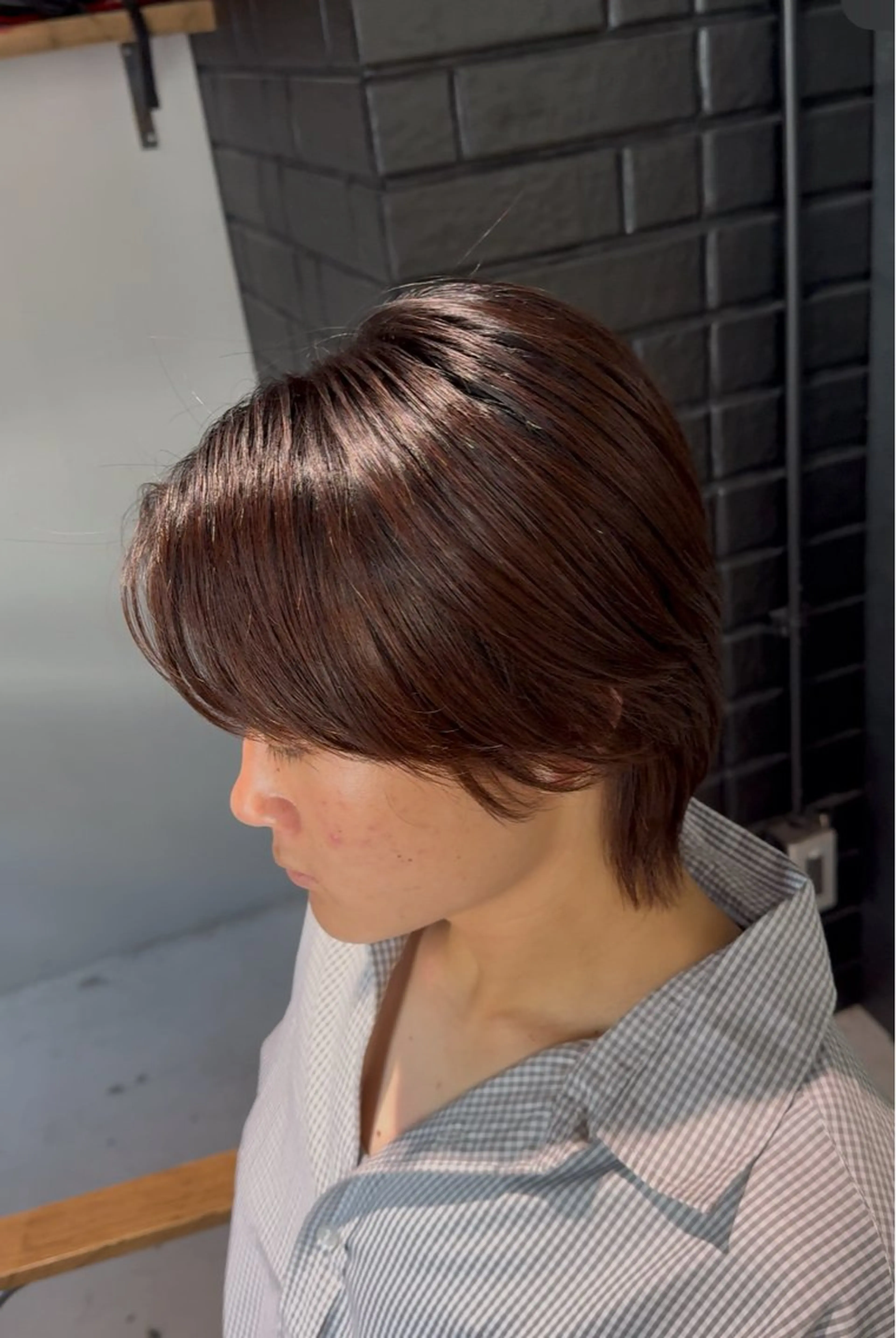 ショート メンズ センターパート マッシュ シースルーマッシュ 縮毛矯正 カット 縮毛矯正 men's salon gaudi 高槻店所属・曲がる縮毛矯正/ 波巻きパーマ/川岸のヘアスタイル