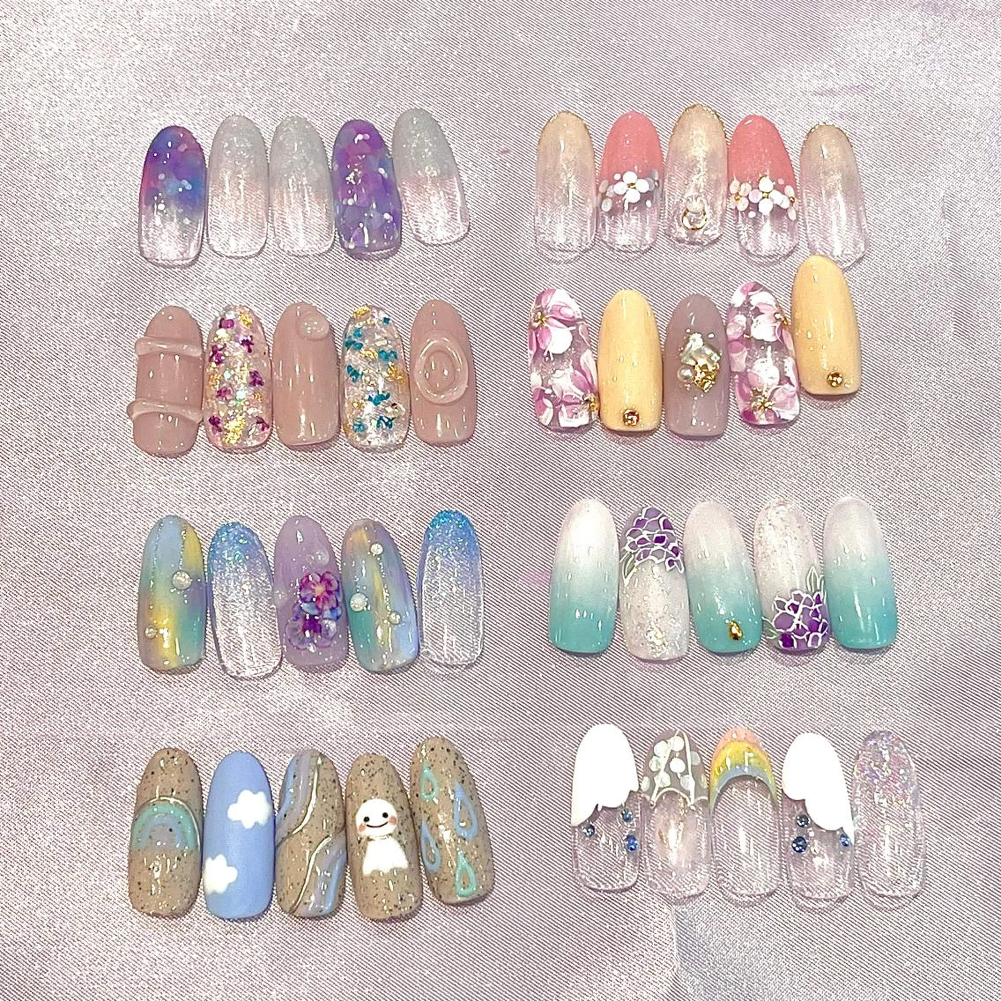ネイル フラワーネイル グラデーション ハート パープル para ☀︎ sol by BECK所属・Para Sol nail　Maoのネイルデザイン