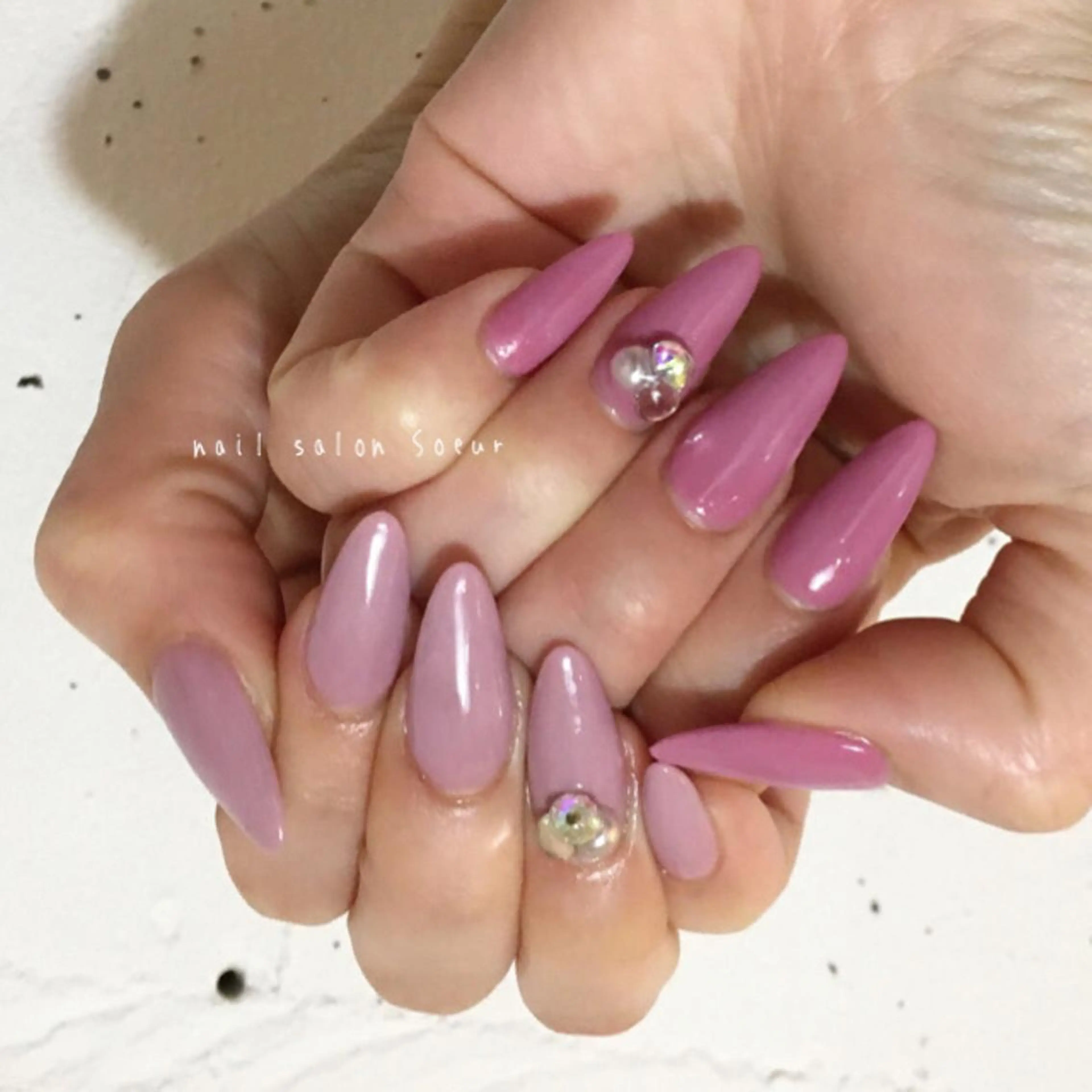 ネイル ラメ(グリッター) ワンカラーネイル ストーンネイル ハンドネイル nail salon Soeurのネイルデザイン