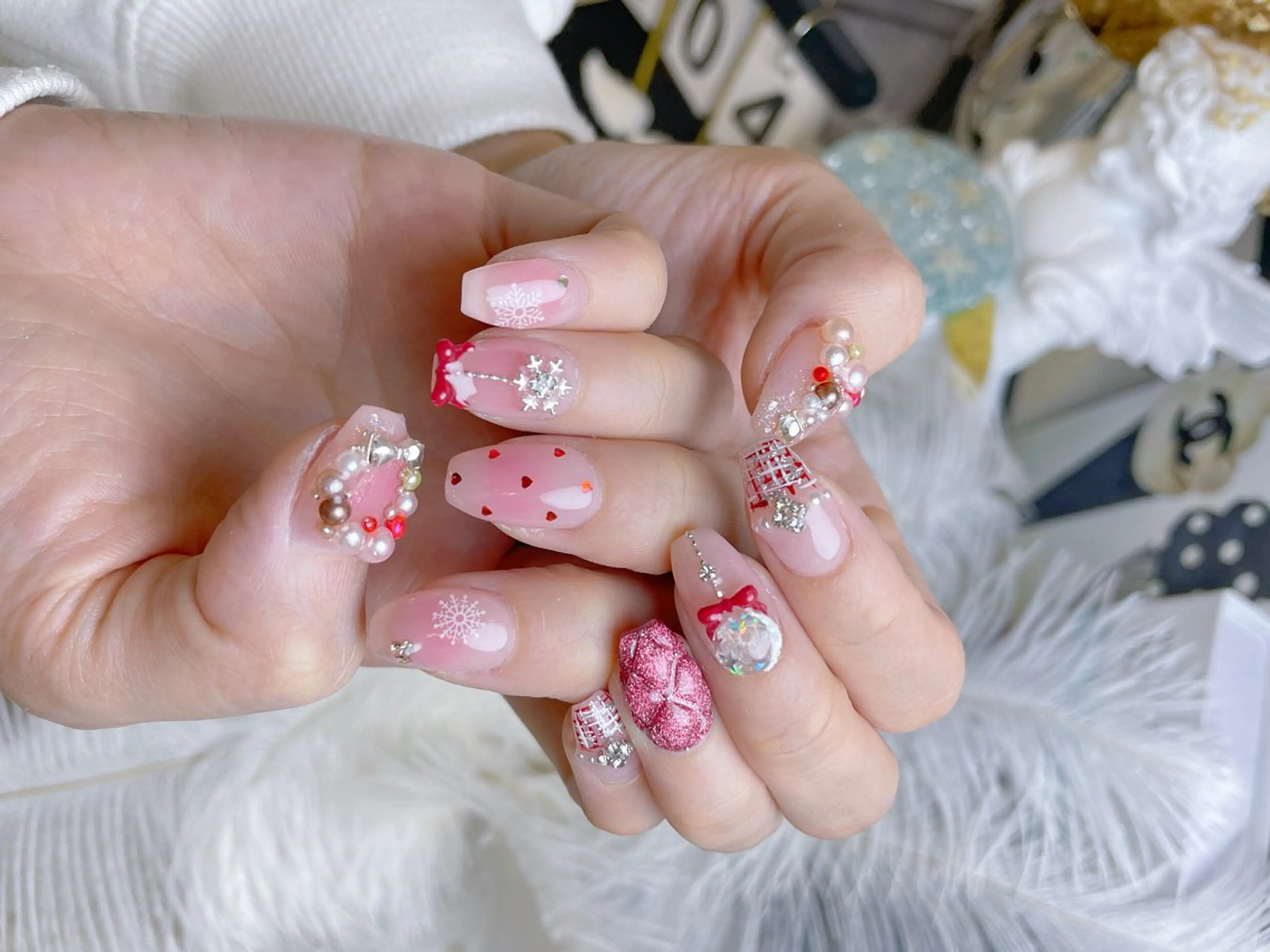 ネイル クリアネイル ハート キラキラネイル 韓国ネイル マグネットネイル ハンドネイル princess スカルプ専門店のネイルデザイン