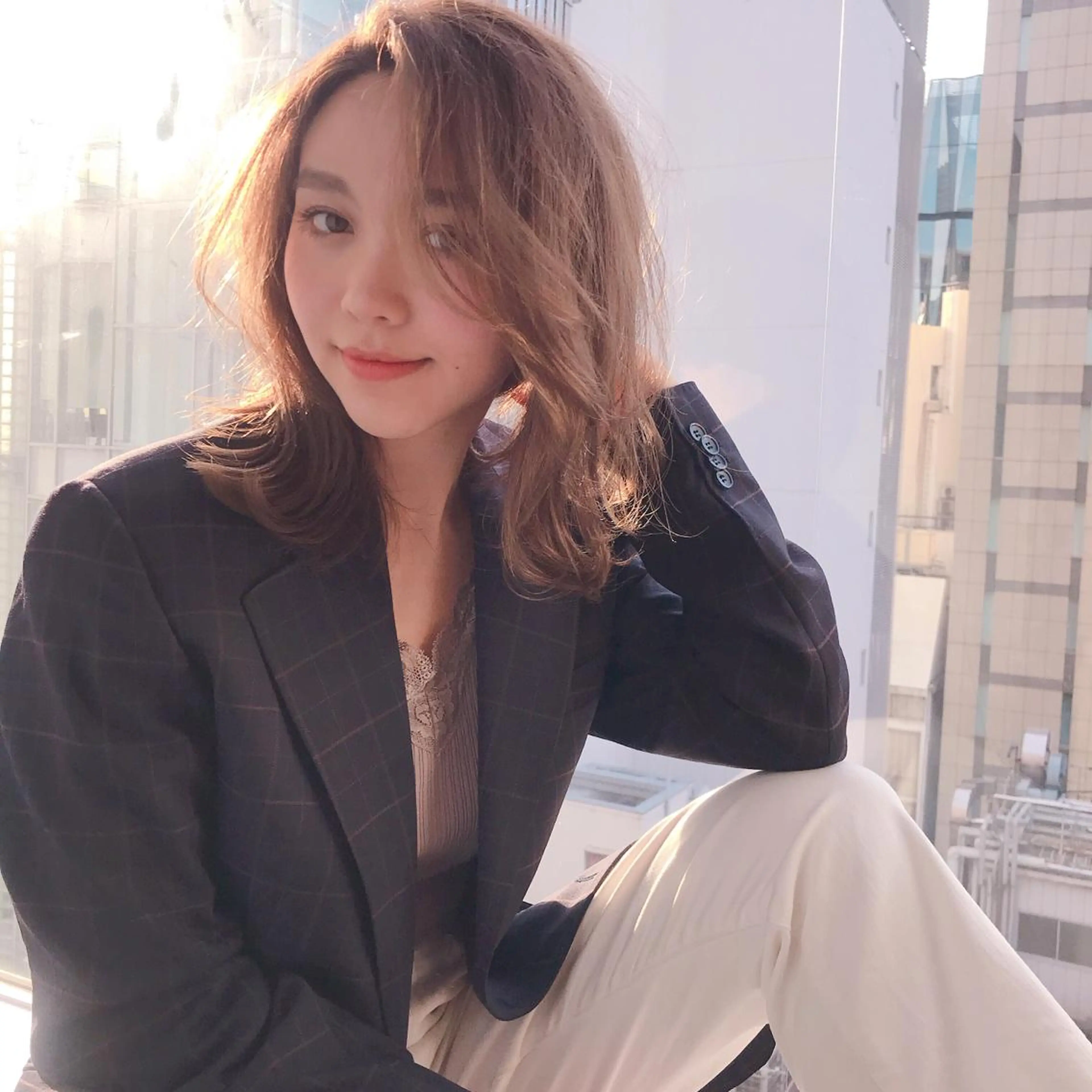 ミディアム カット ヘアカラー トリートメント イメチェンカット✂️ 錦糸町佐藤店長のヘアスタイル