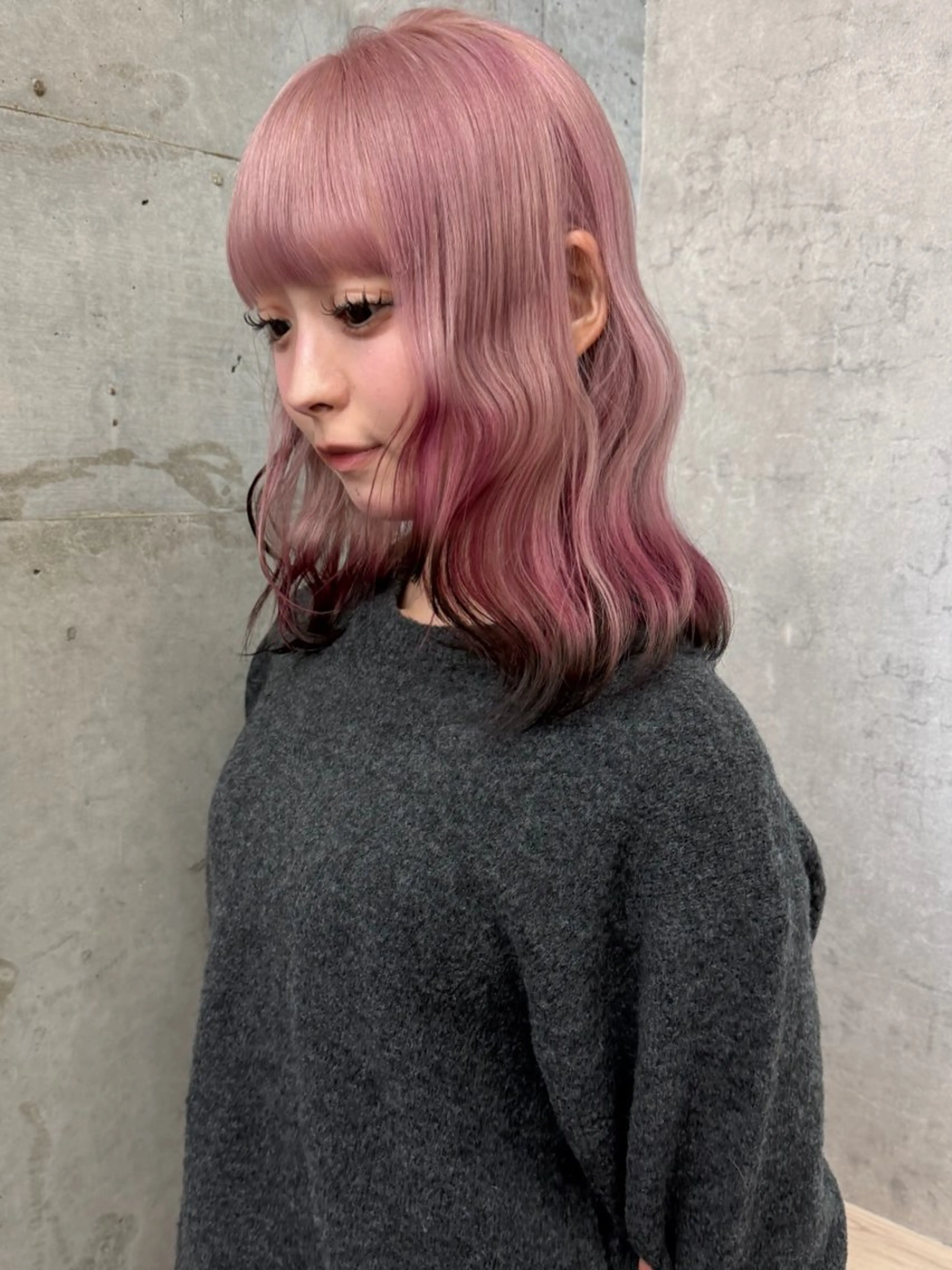 ミディアム カラー ブリーチ ケアブリーチ デザインカラー ハイトーンカラー ピンクカラー ヘアカラー ブリーチ/ベージュ 💕/momoaのヘアスタイル