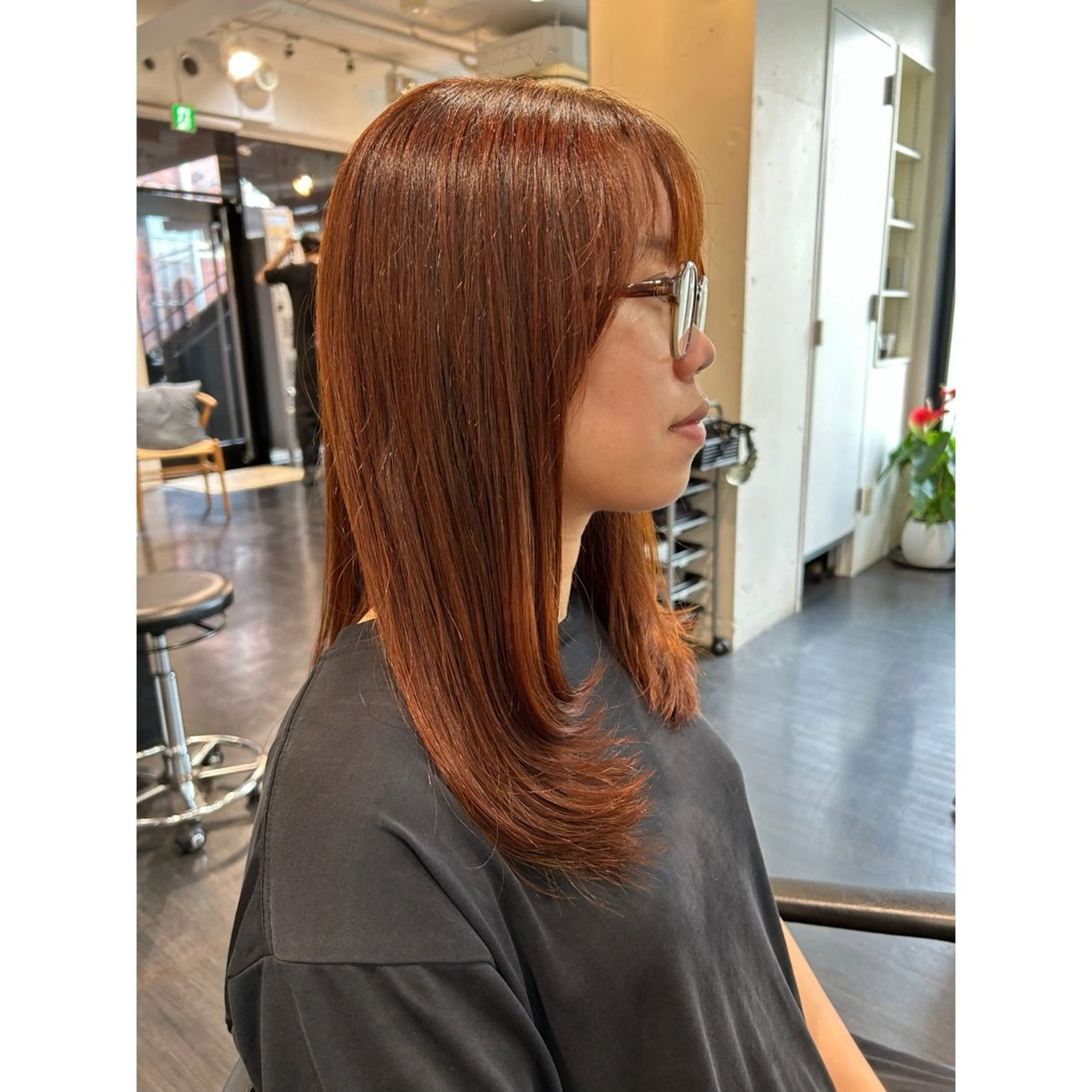 セミロング カラー ベージュカラー ブリーチ ダブルカラー ブリーチなしカラー オレンジ ヘアカラー トリートメント Mplus  二子玉川所属・◎鹿嶋◎暖色ｶﾗｰ /ﾒﾝｽﾞﾊﾟｰﾏのヘアスタイル
