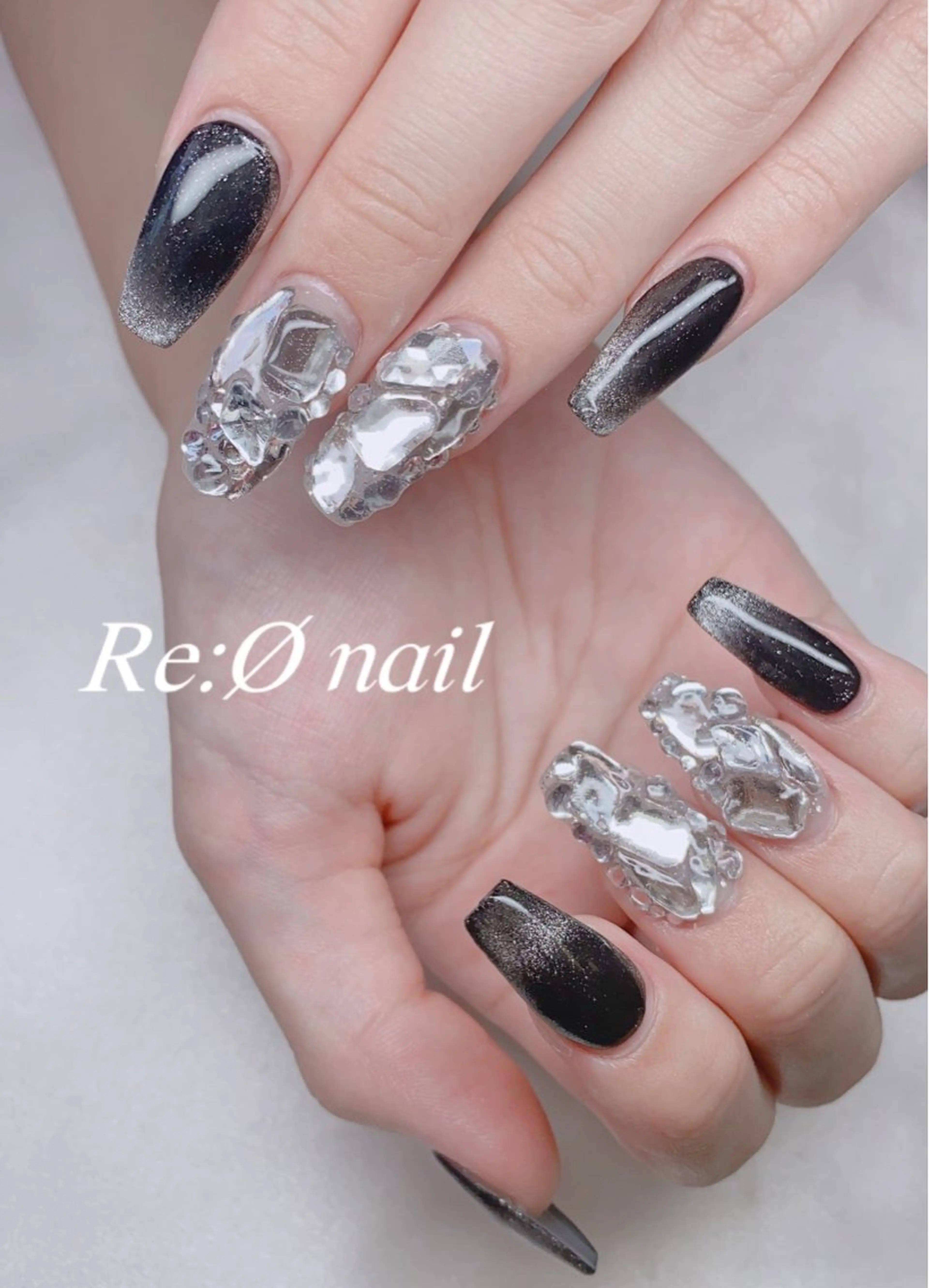 ネイル ストーンネイル ハンドネイル Re:Ø nail 🩵TSUJIのネイルデザイン