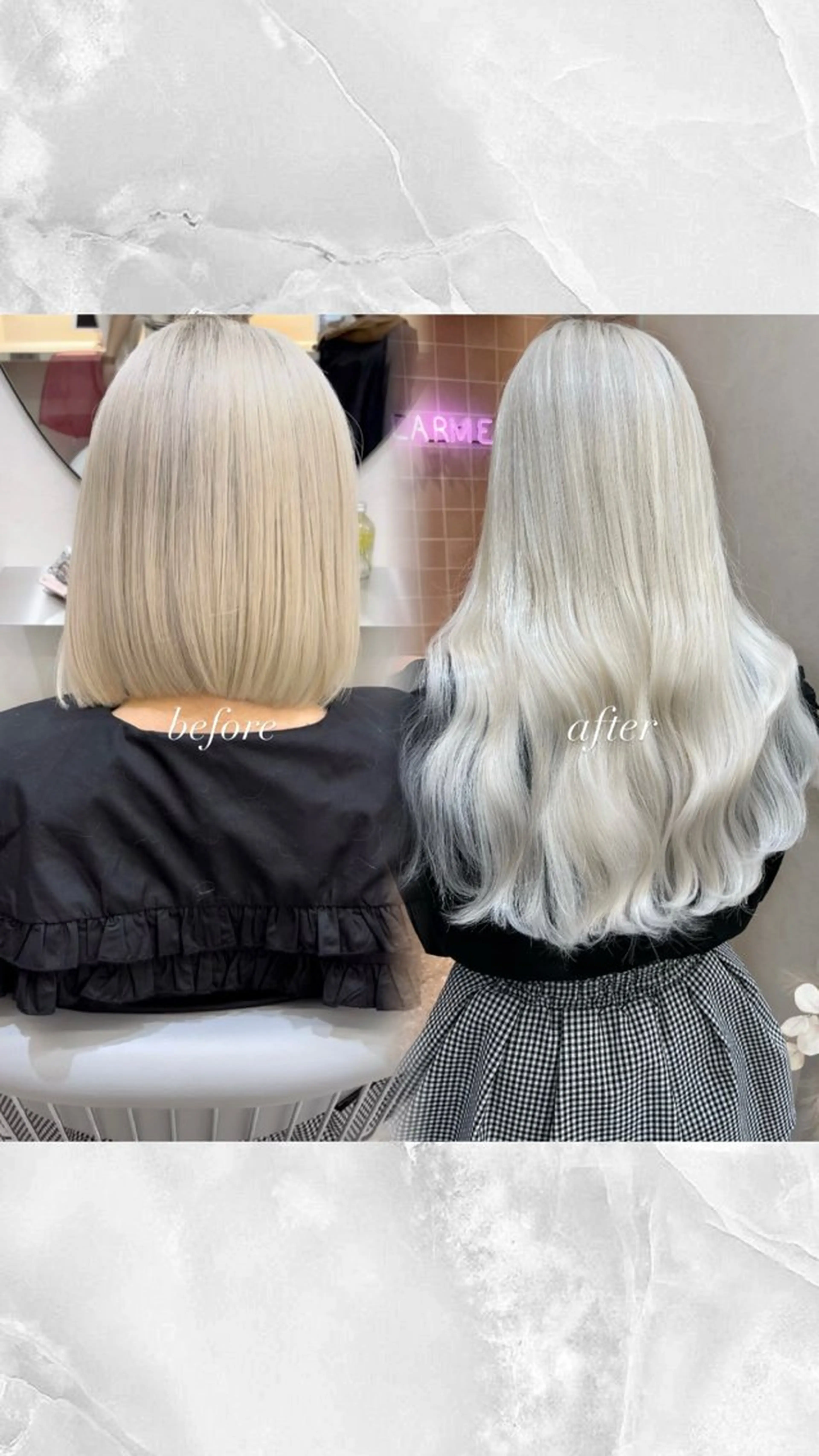 ロング カラー シールエクステ ダブルカラー ハイトーンカラー エクステ ロング ヘアカラー トリートメント エクステ うる艶カラー×韓国 ヘア/Yumi🎀のヘアスタイル