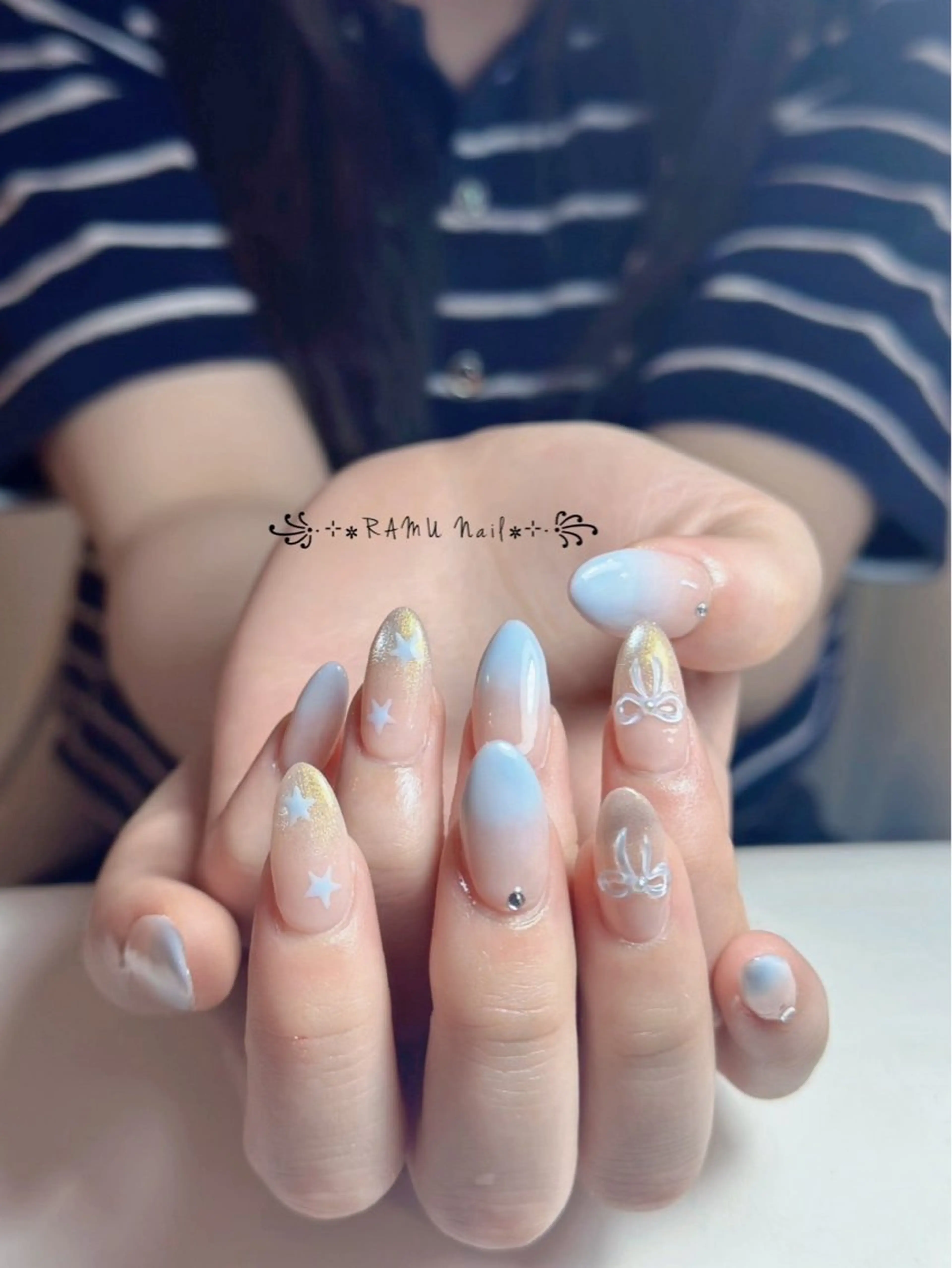 ネイル チークネイル フレンチネイル グラデーション キラキラネイル 韓国ネイル RAMU_Nail 池袋店のネイルデザイン