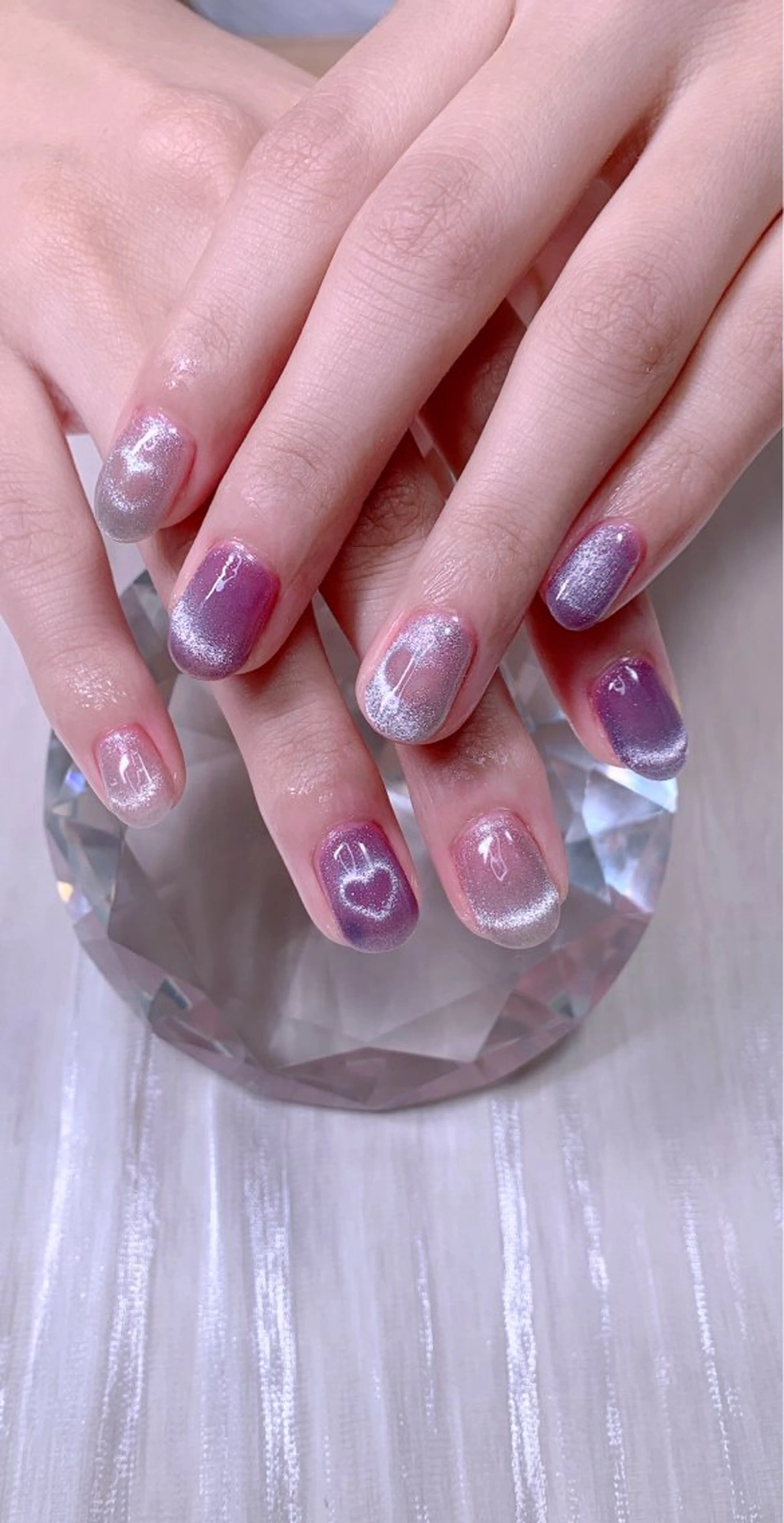 ネイル フレンチネイル ハート マグネットネイル マグネットフレンチ Cute Tips nailのネイルデザイン