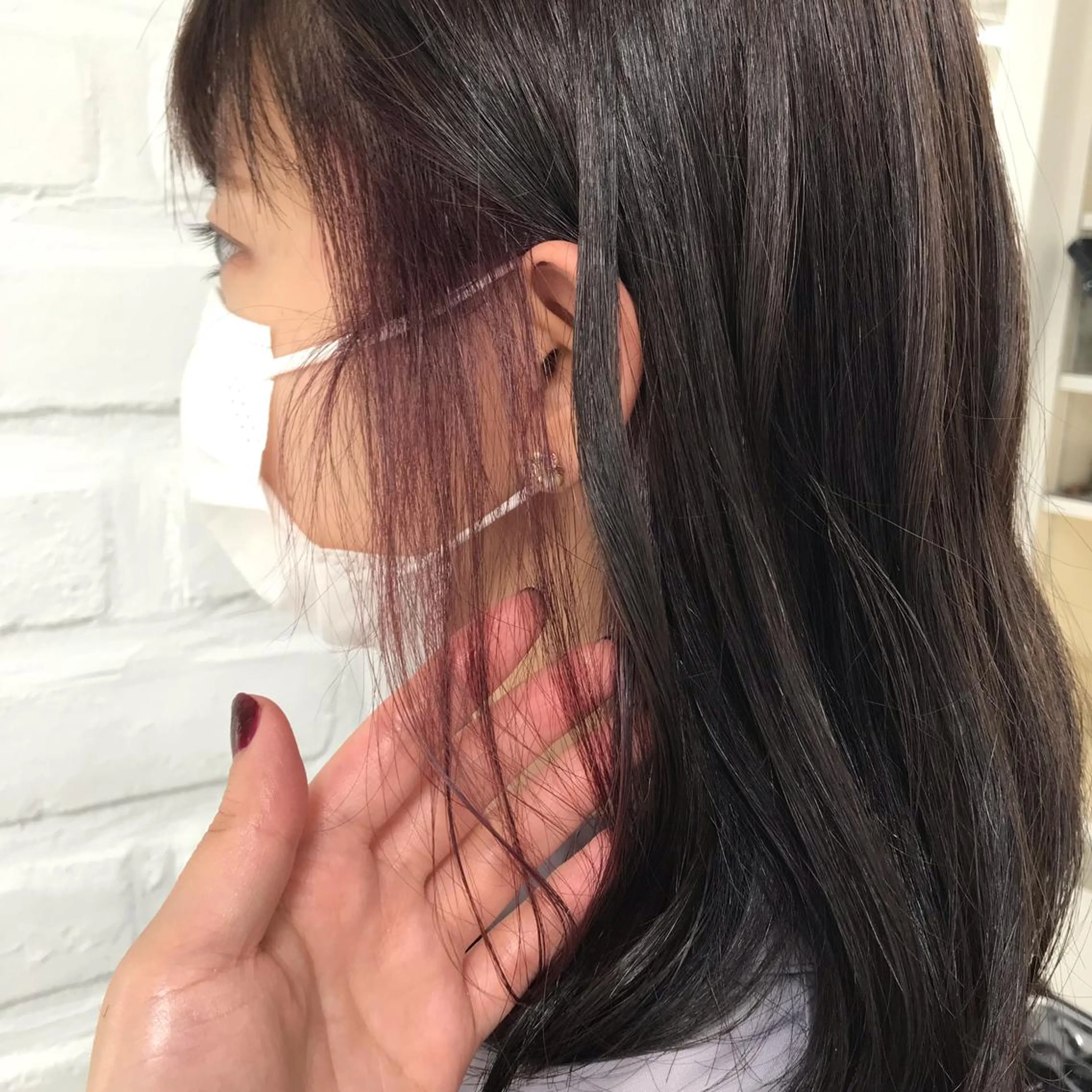 セミロング カラー 透明感カラー イヤリングカラー ラベンダーカラー ピンクカラー ピンクラベンダー ヘアカラー トリートメント 暖色カラー🌹 中山由梨のヘアスタイル