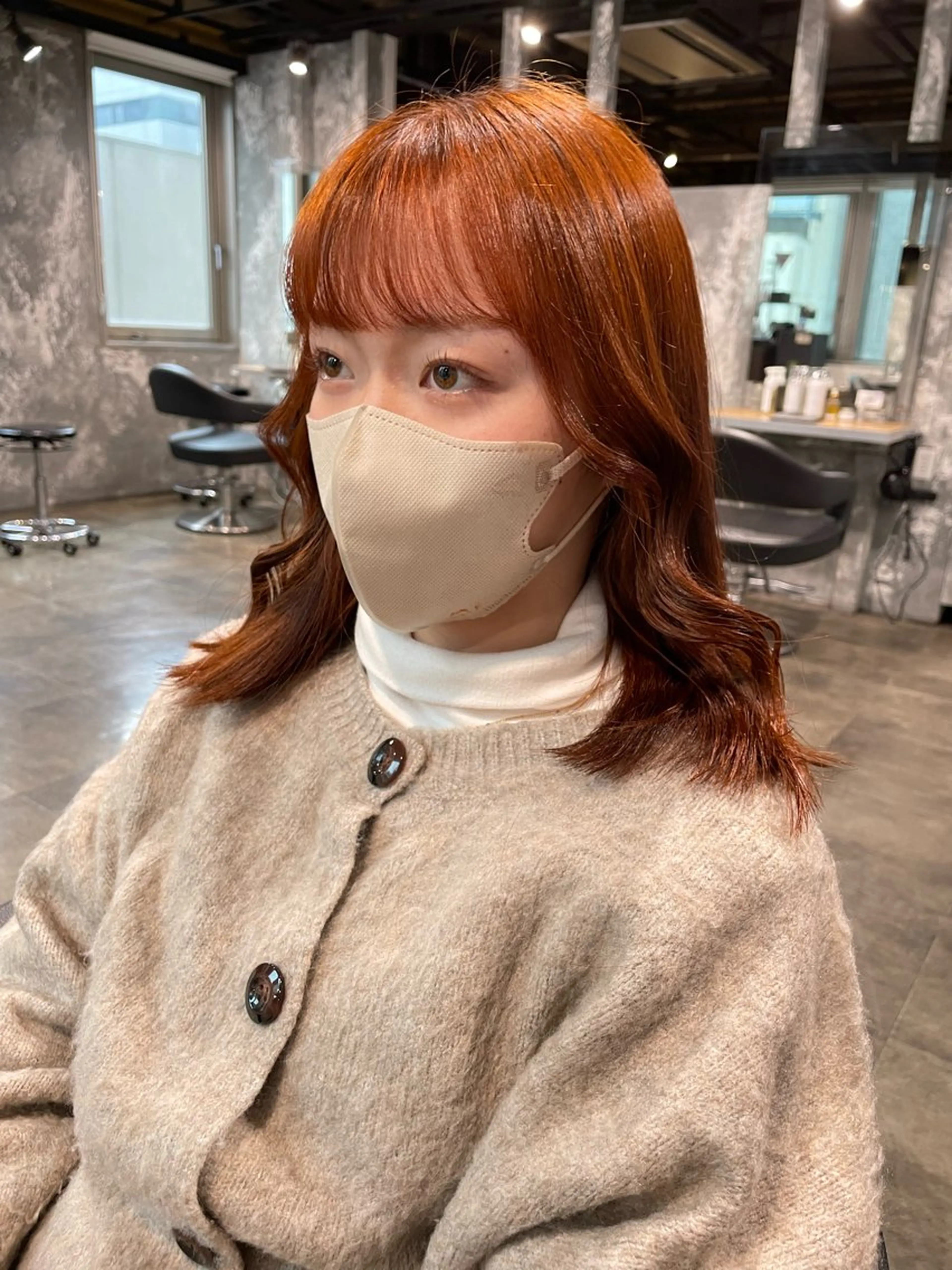 セミロング カラー ブラウンカラー オレンジ オレンジブラウン alicetokyo 🦋宮葉🦋のマツエク・マツパデザイン