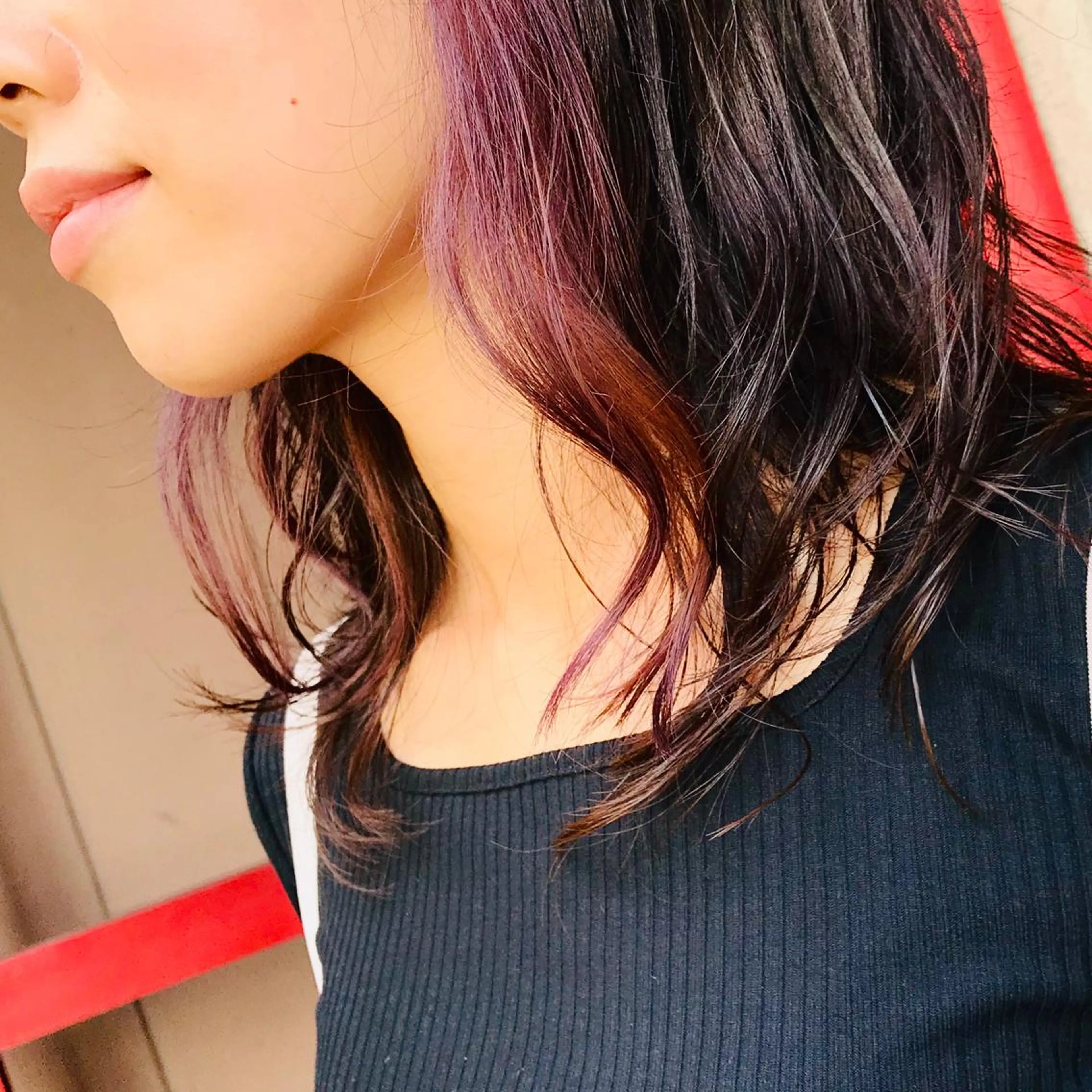 セミロング カラー イヤリングカラー カット ヘアカラー ママ美容師 ＊ヒマワリのヘアスタイル