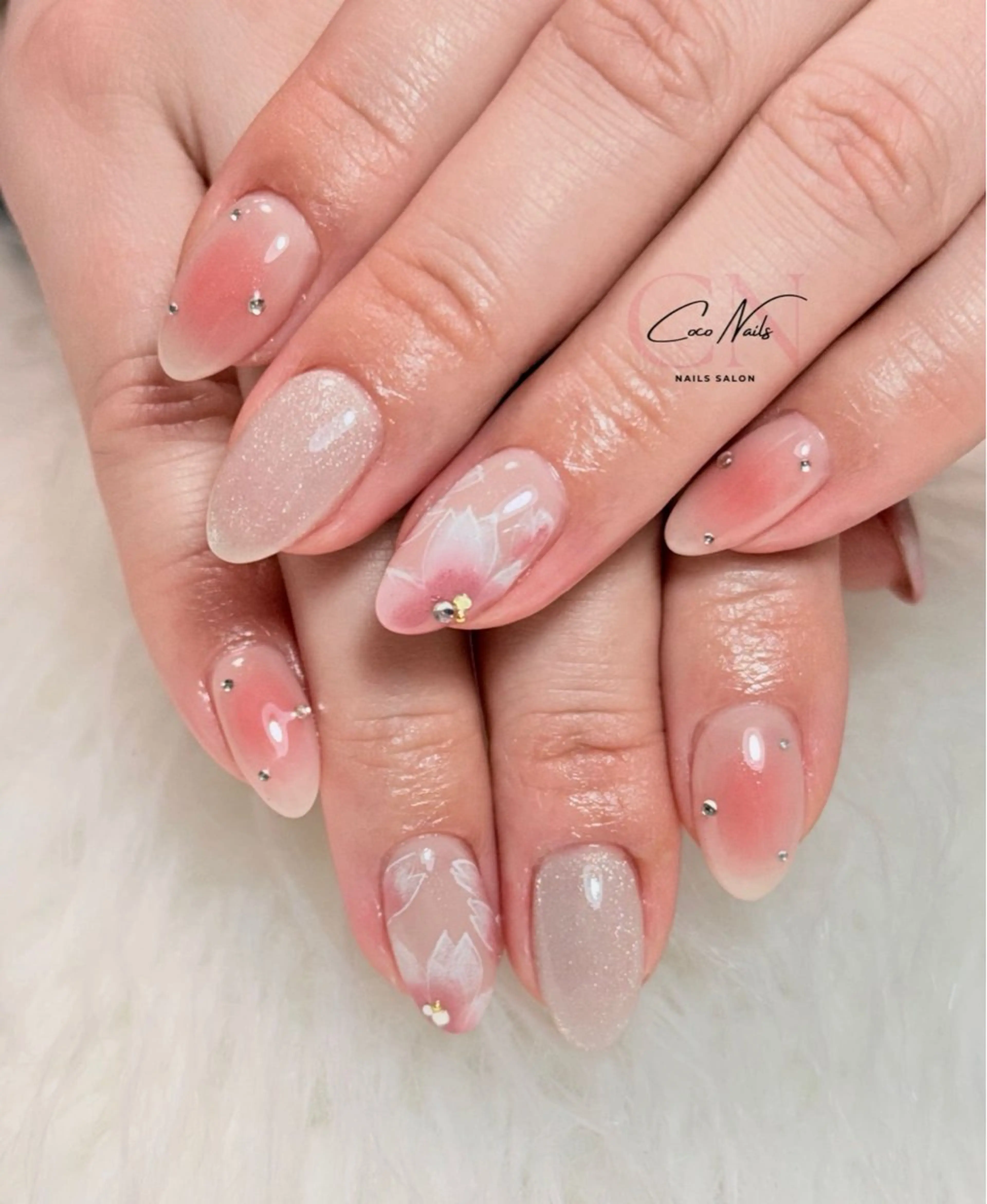 ネイル アートネイル フレンチネイル ジェルネイル 韓国ネイル ミラーネイル 波 なみのネイルデザイン