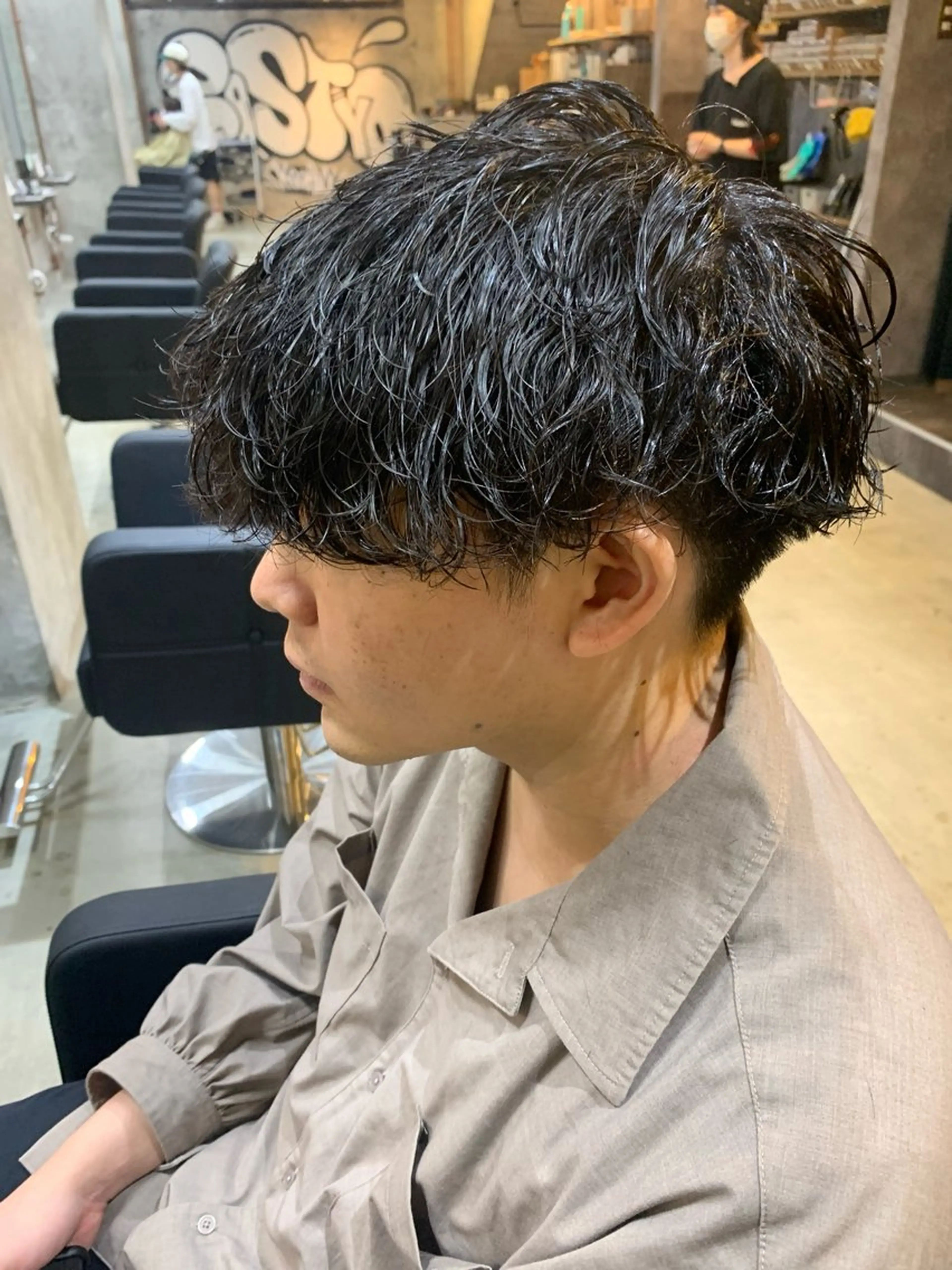 パーマ メンズ マッシュ メンズパーマ 波巻きパーマ カット パーマ ⚡️メンズパーマ特化 mens支持◎/忠地のヘアスタイル