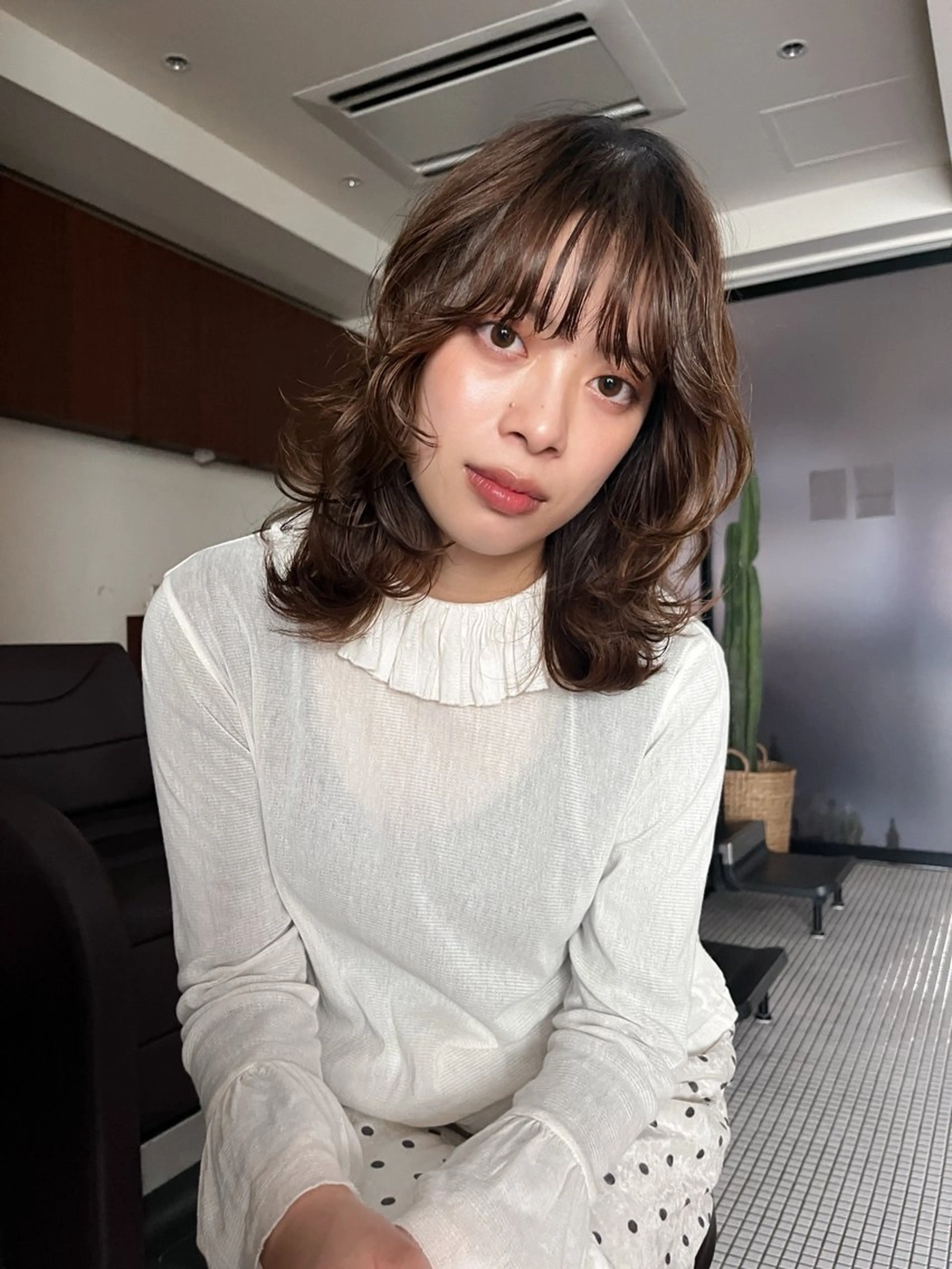 ミディアム カラー カット ヘアカラー ボブパーマ/パーマ ウルフパーマのヘアスタイル