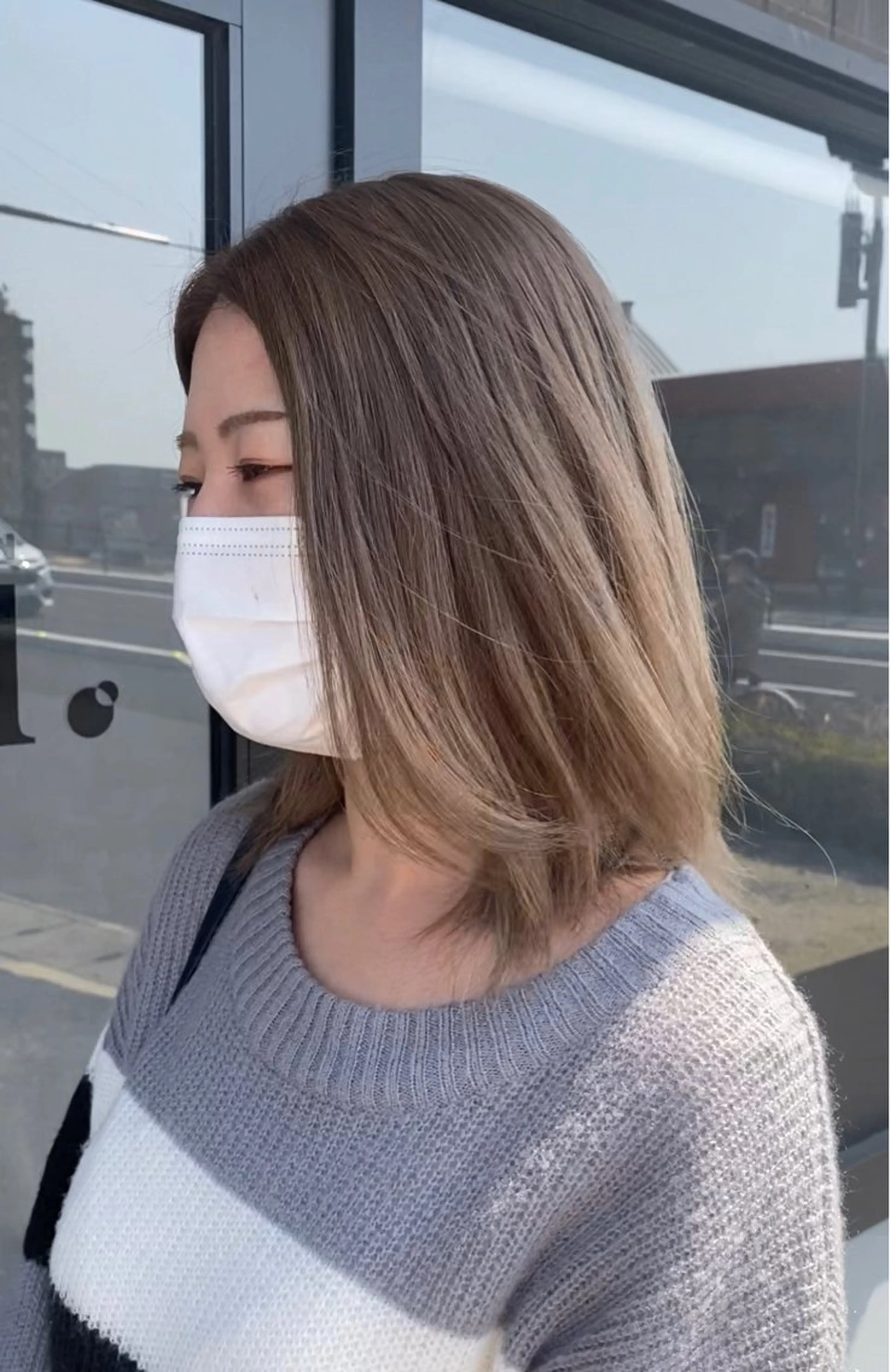 カラー ベージュカラー 透明感カラー ハイトーンカラー ミルクティーベージュ ヘアカラー Agu hair lang屋島店所属・大林　恵理 【Agu 屋島】のヘアスタイル