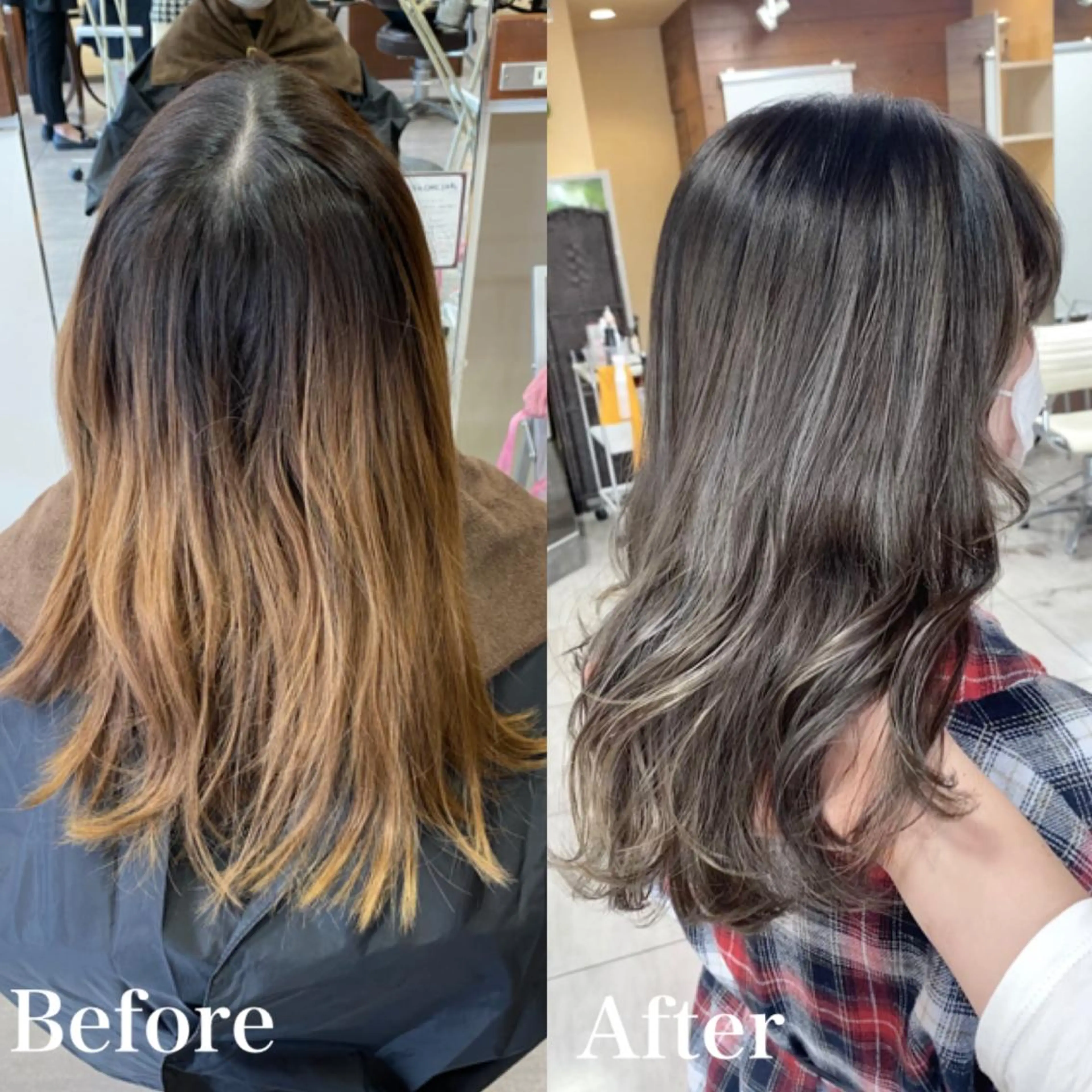 セミロング カラー ヘアアレンジ ヘアカラー HAIRSALONLOOP所属・川上 麻梨阿のヘアスタイル