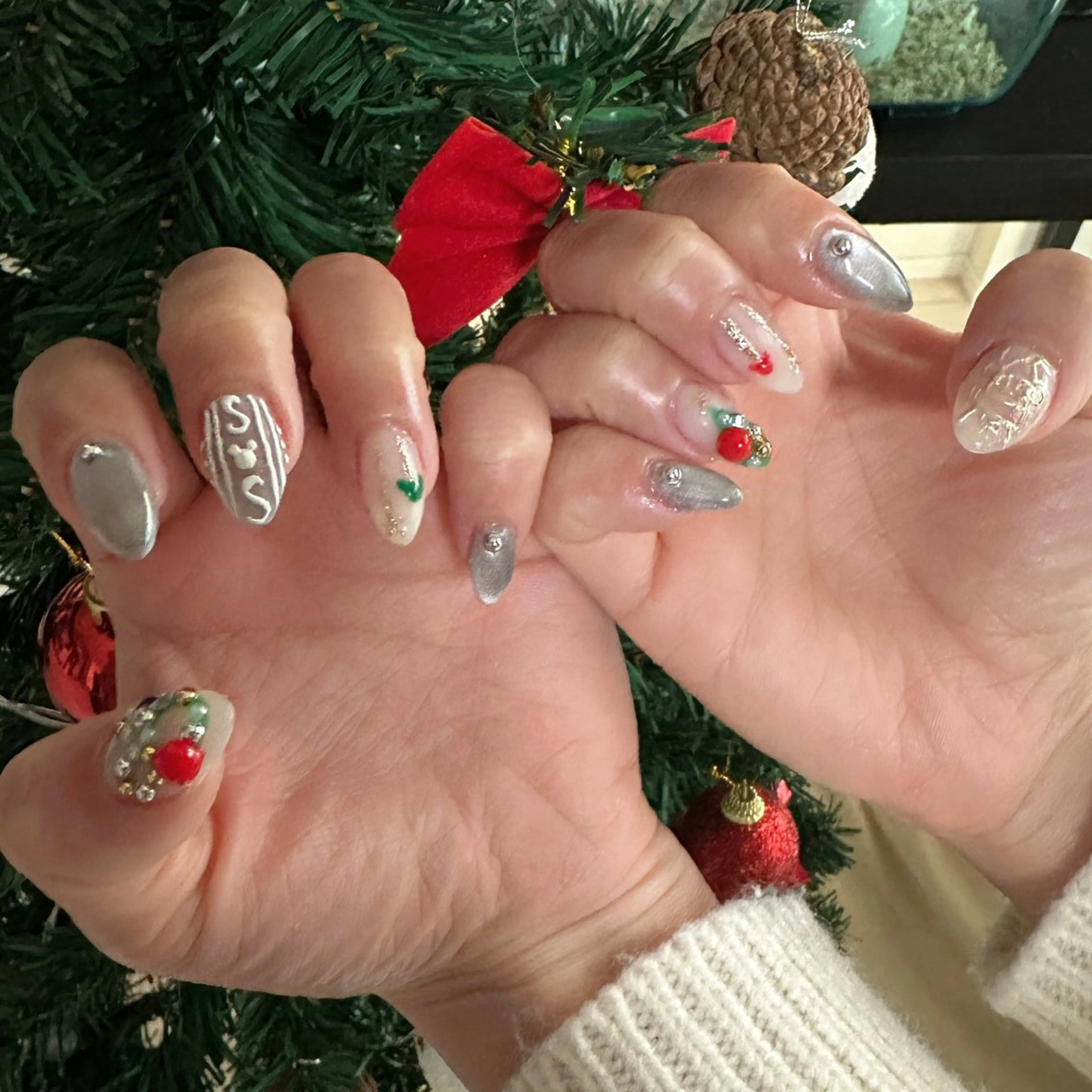 ネイル アートネイル 冬ネイル クリスマス tee nailのネイルデザイン
