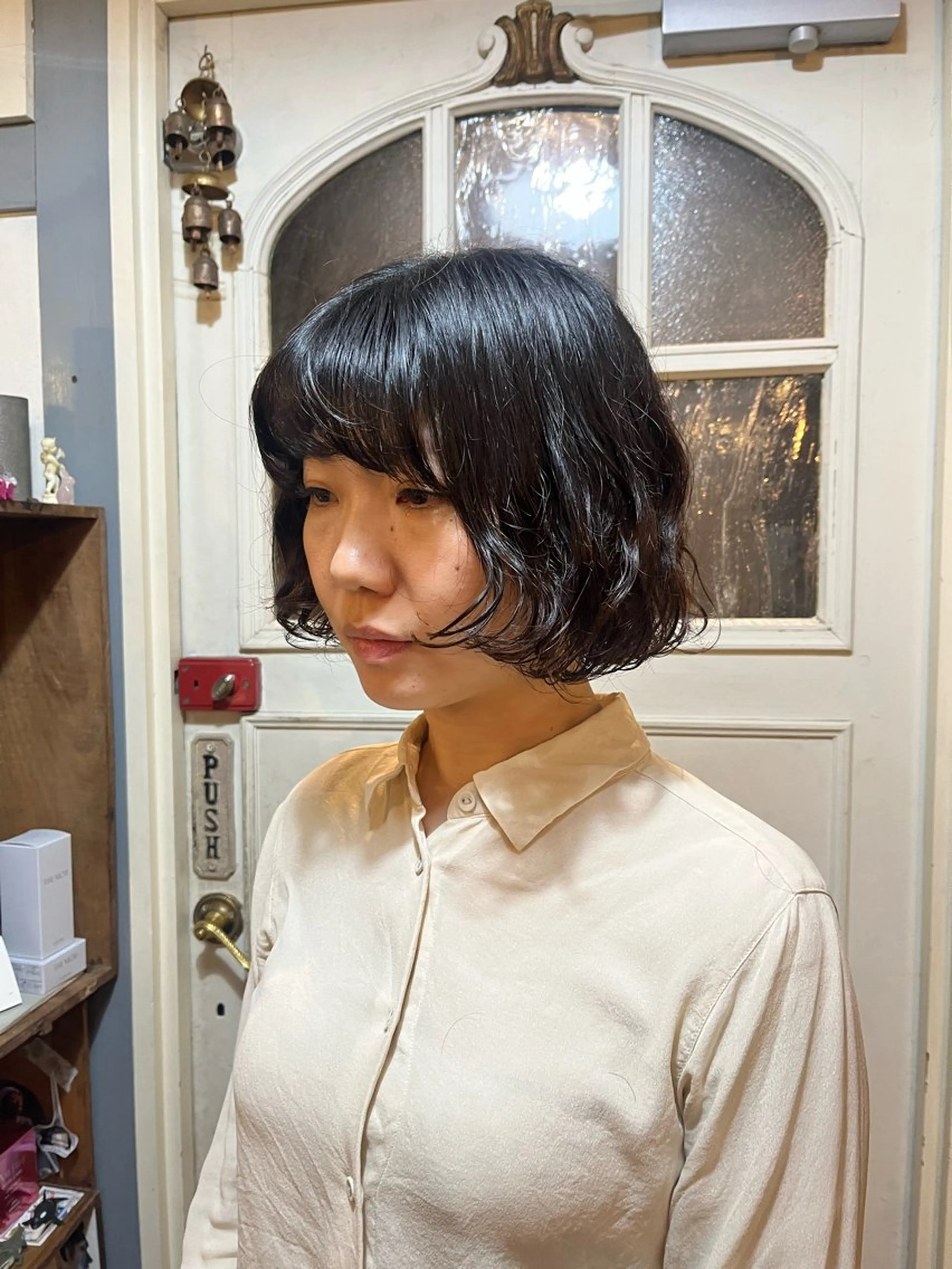 ショート パーマ ボブ くせ毛 デジタルパーマ カット パーマ ヘッドスパ 抜け感パーマ/ ショート/緒方椋のヘアスタイル