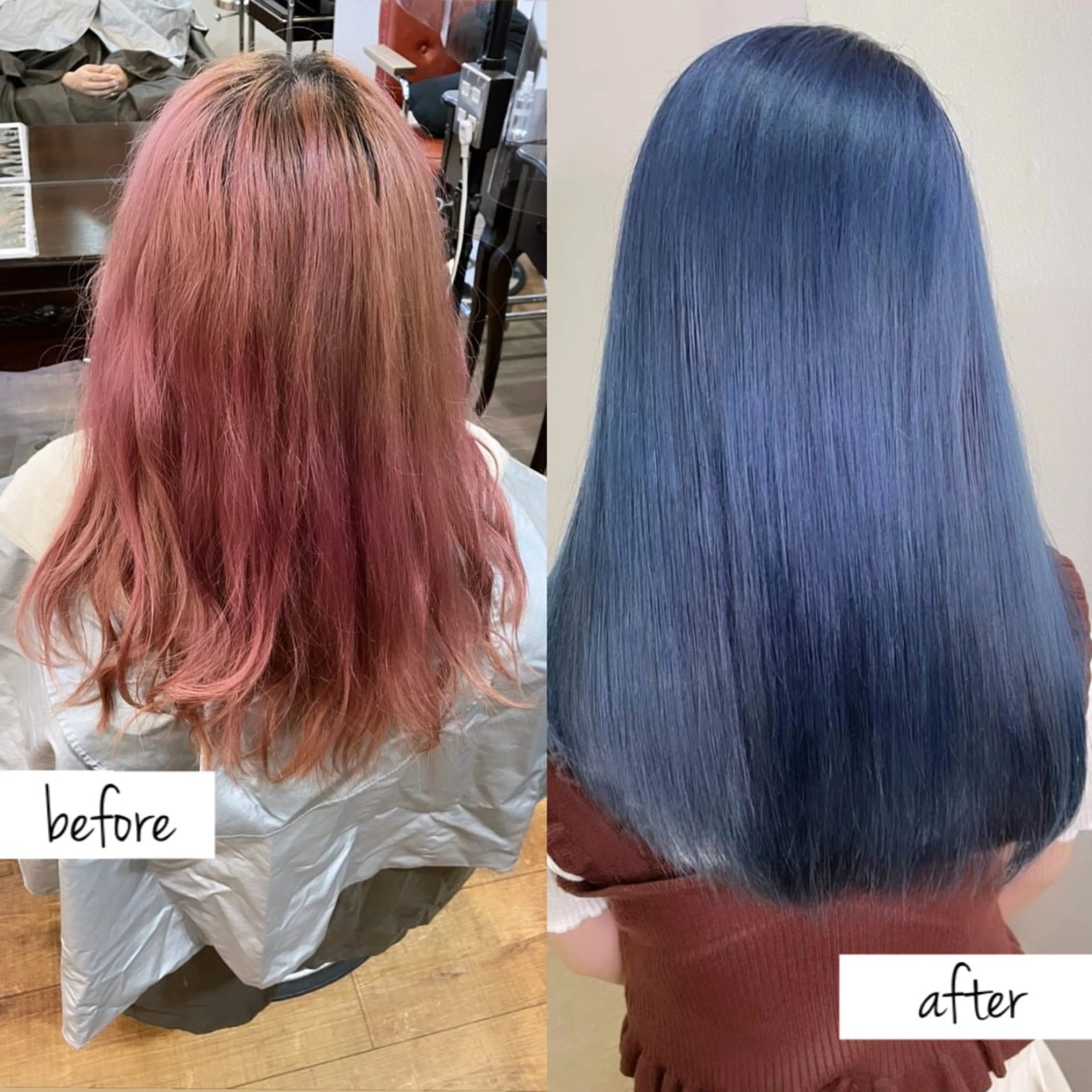 セミロング カラー ブリーチ ブルーカラー ケアブリーチ ハイトーンカラー ピンクカラー ヘアカラー トリートメント 🌷ケアブリーチ /透明感/れい🌷のヘアスタイル