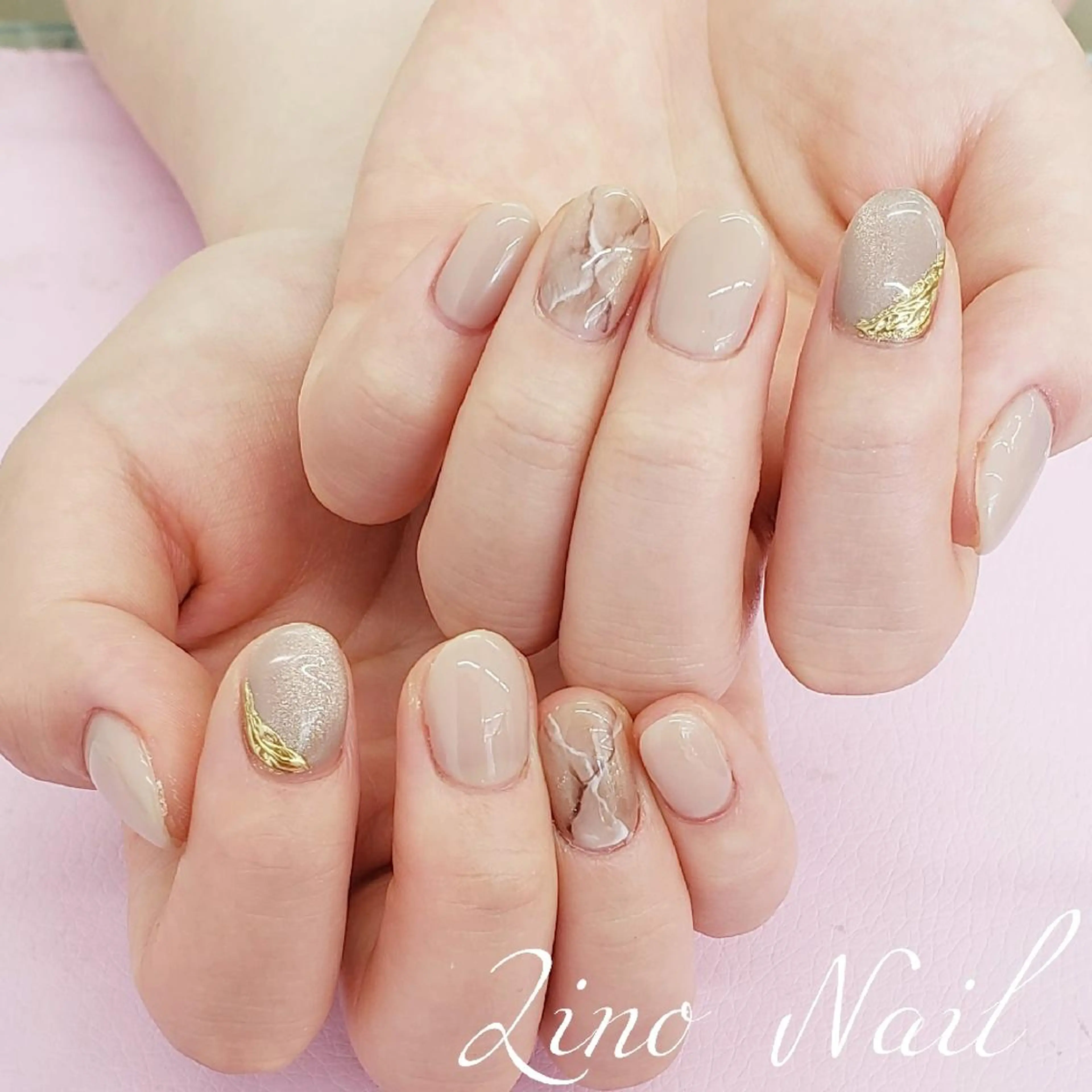 ネイル カジュアル ジェルネイル キラキラネイル マグネットネイル 大理石ネイル(マーブル) ハンドネイル Lino Nailのネイルデザイン