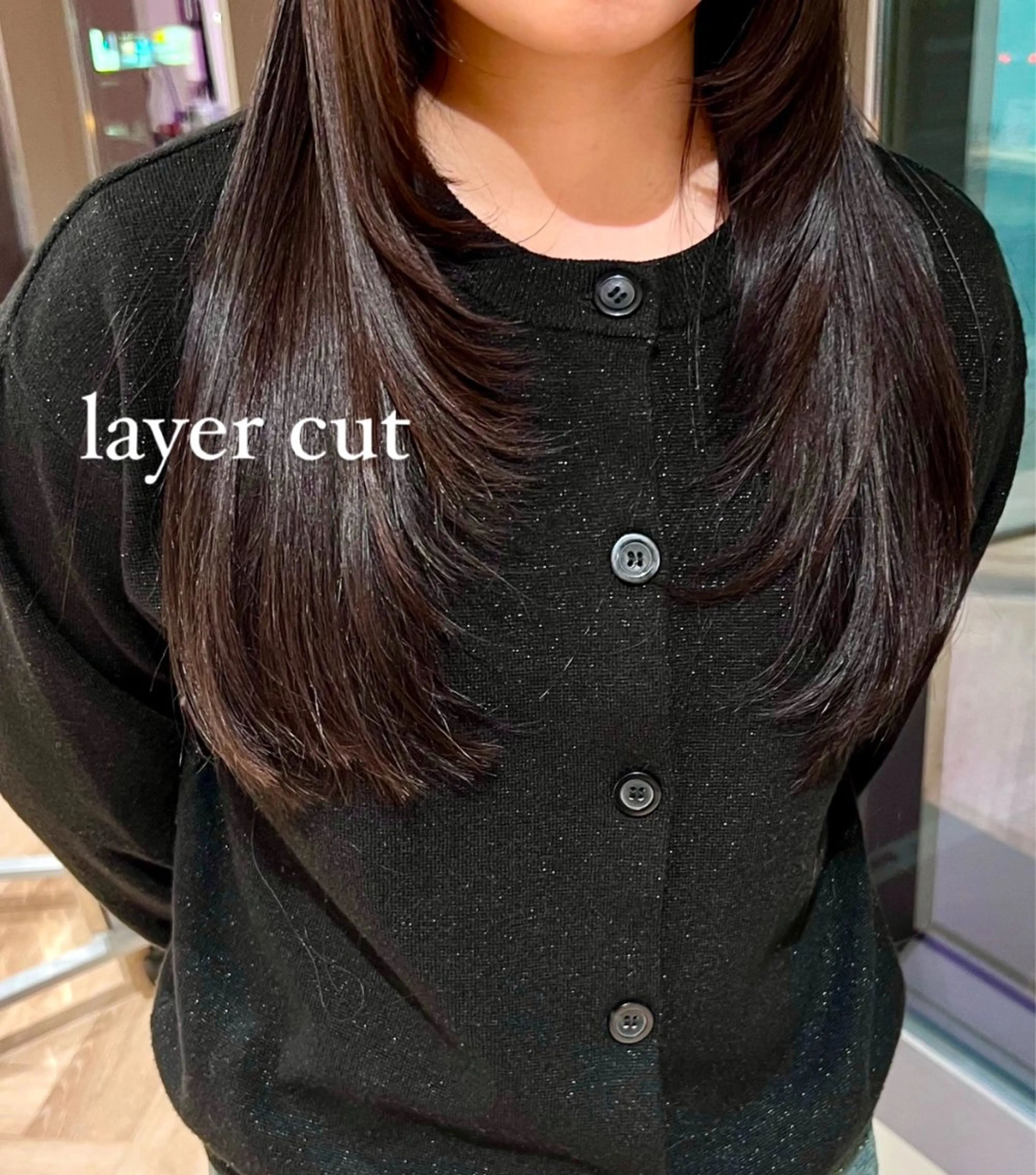 ロング 伸ばしかけ レイヤーカット 加納千華 /ボブ/ぱつっとボブのヘアスタイル