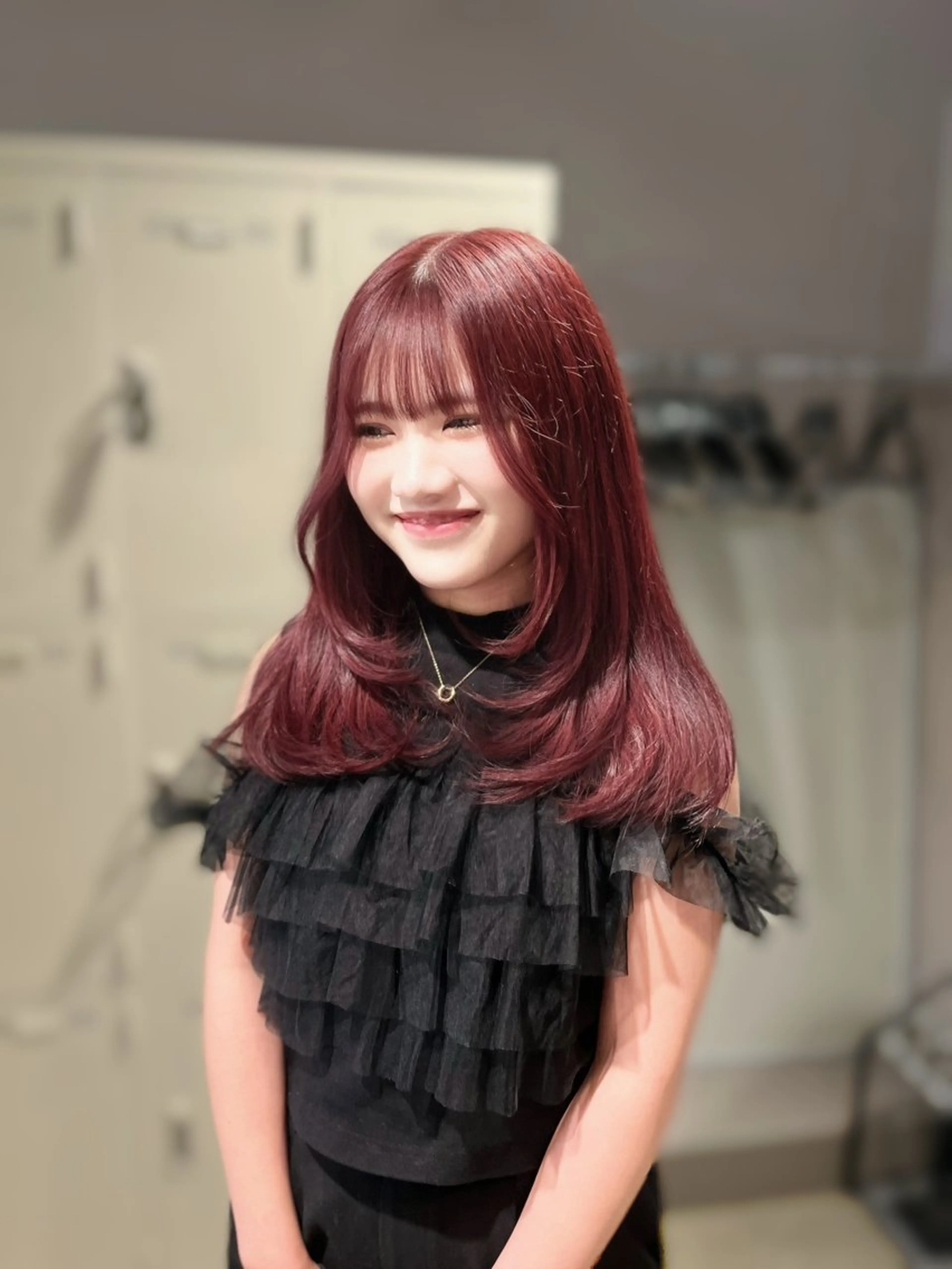 カラー ヘアカラー トリートメント 🍒レイヤーカット/ 暖色カラー🍒のヘアスタイル