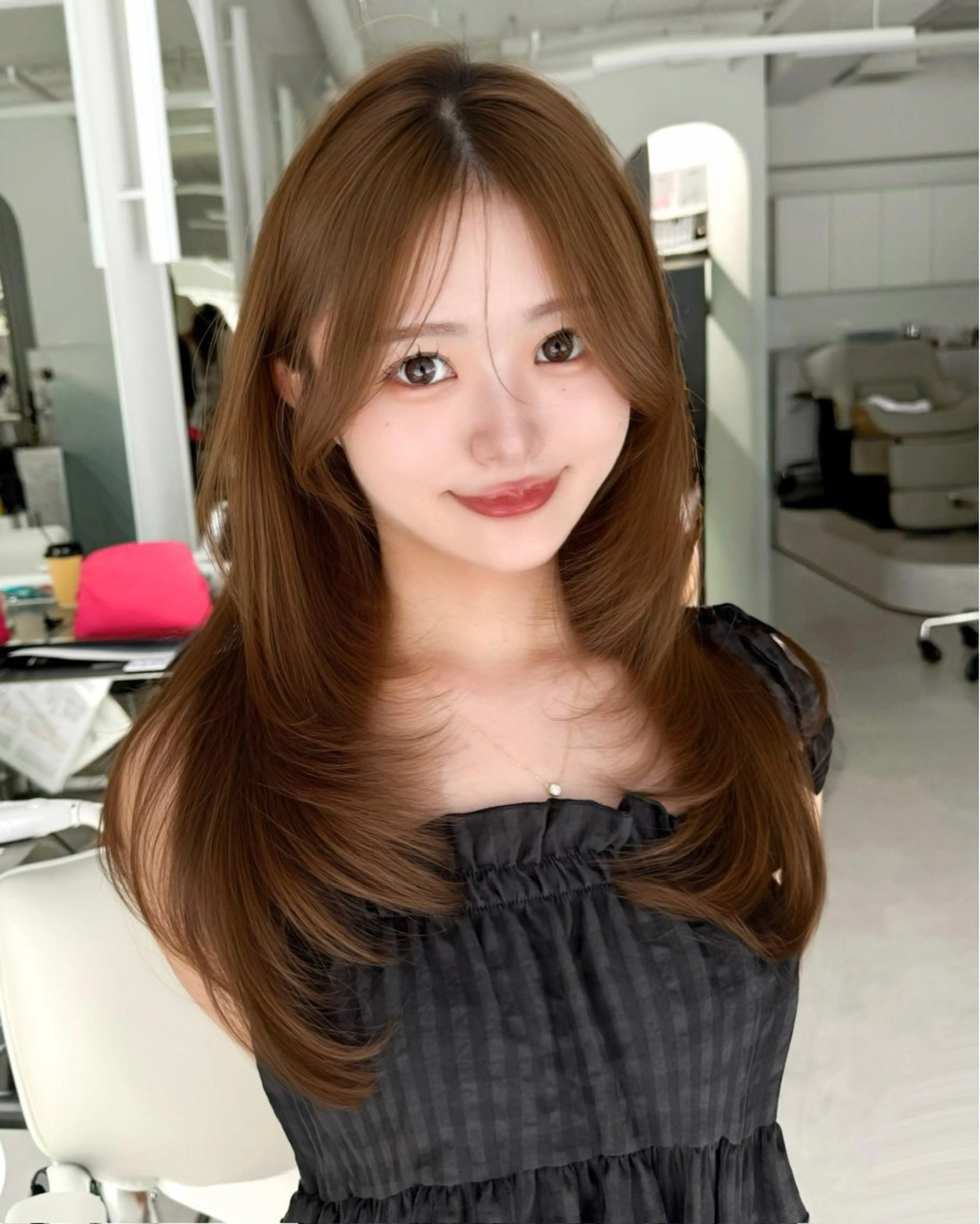 ロング カラー カット ヘアカラー トリートメント 韓国ヘア　紗希 🦋のヘアスタイル