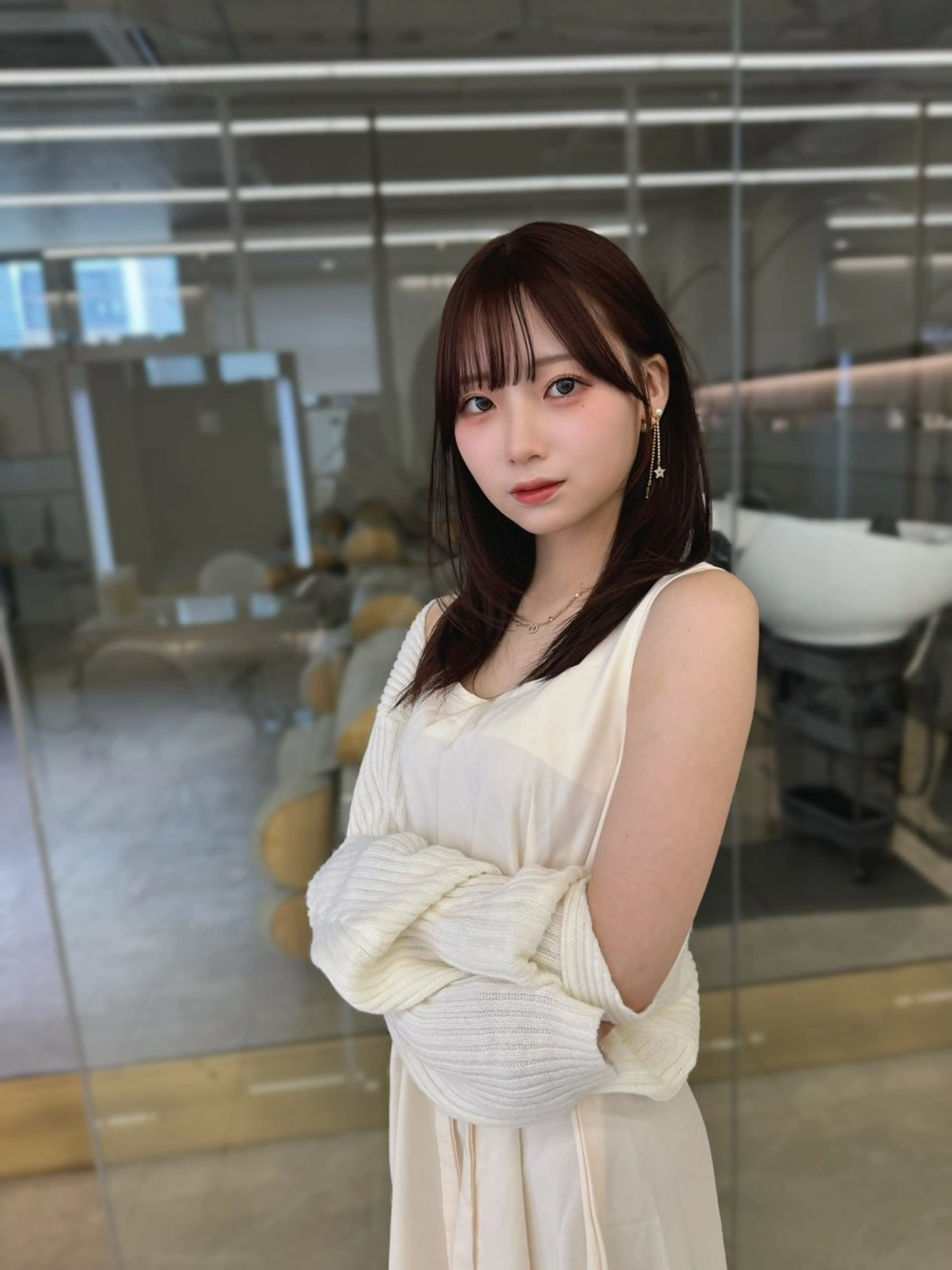 ミディアム カラー カット ヘアカラー トリートメント COA GINZA 空也/前髪/顔まわりのヘアスタイル