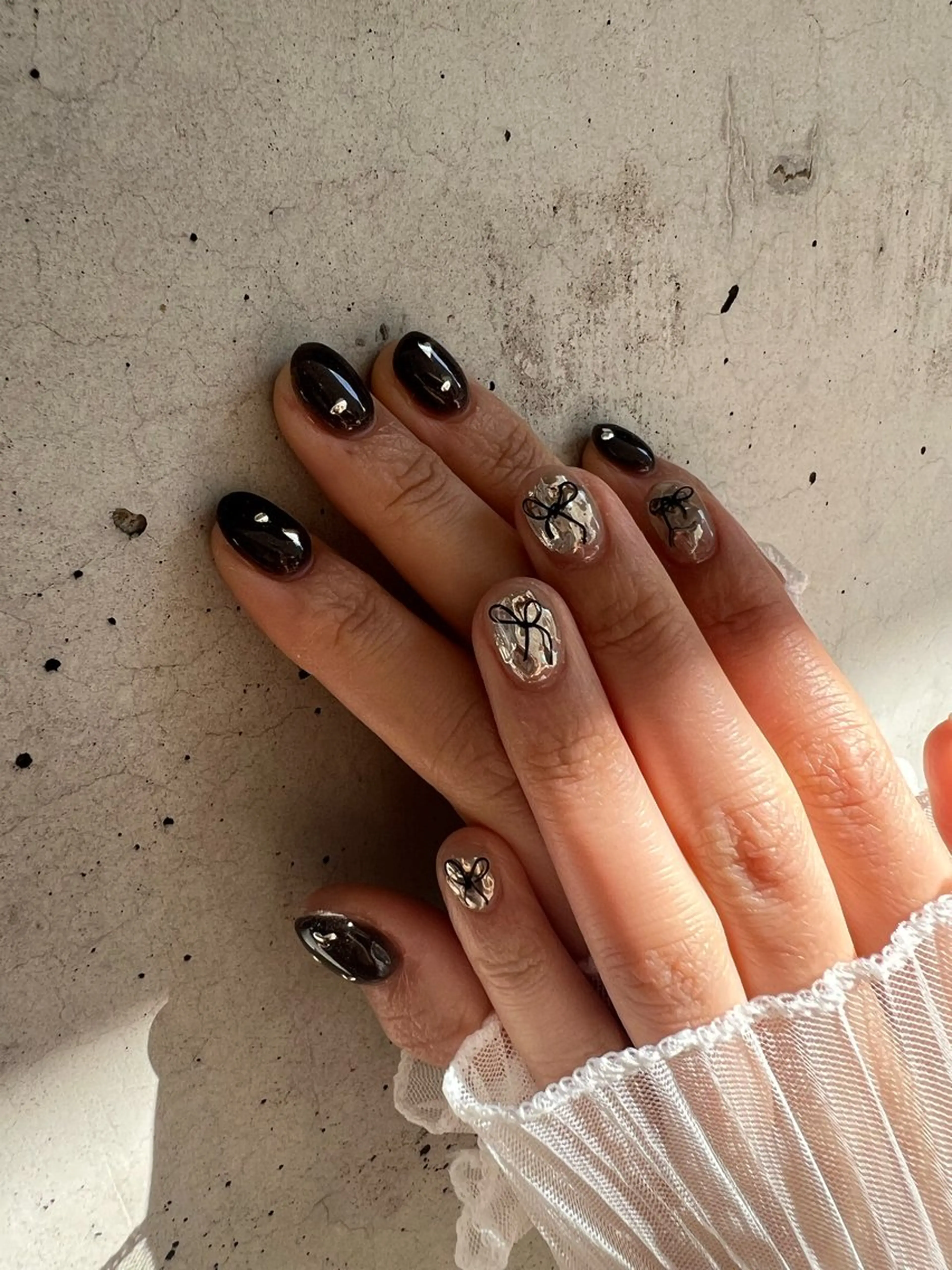 ネイル 持ち込み ニュアンスネイル リボン ハンドネイル ハンドケア Charme. NOBUKOのネイルデザイン